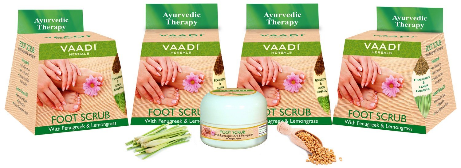 Vaadi Herbals Value Foot Scrub with Fenugreek and Lemongrass Oil, 30gmsx4 – view 2
