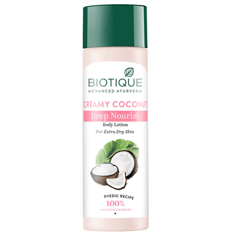 Biotique coconut body lotion 120 ml bottle front view
