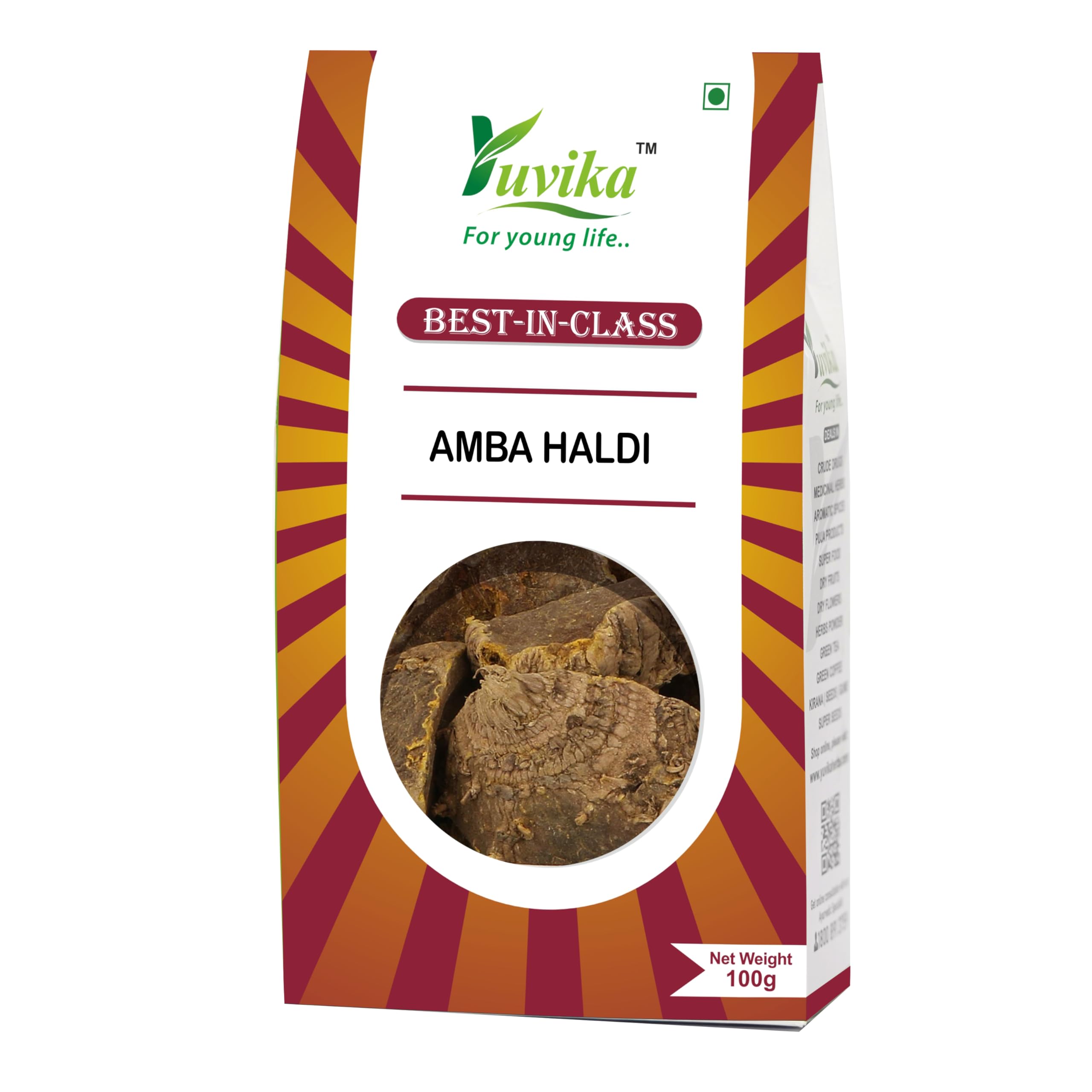Front of Yuvika Amba Haldi wild turmeric 100 gram box