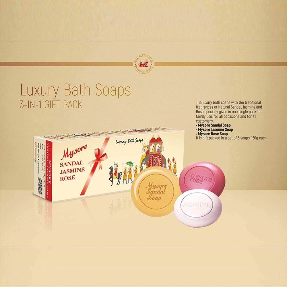 Mysore Sandal, Jasmine And Rose Soap, 450g (Pack Of 3) – view 4