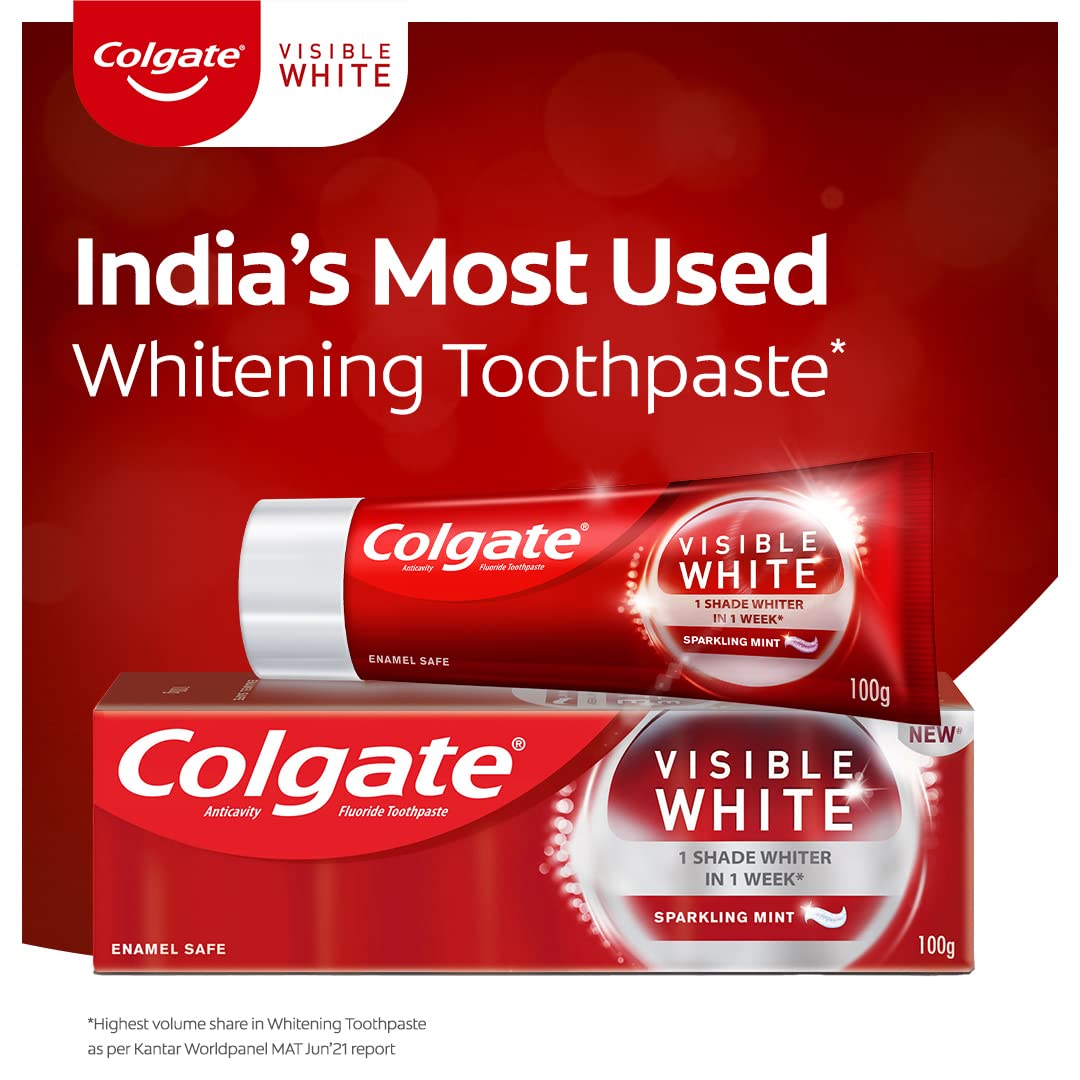 Colgate Visible White Toothpaste(oral care) with Makeup Applicator Sponge - 400gm (4x100g) – view 7