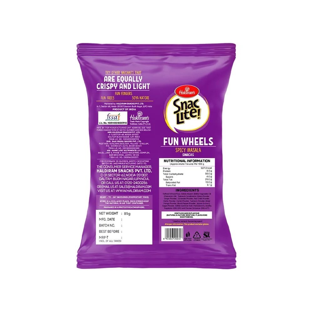 Haldiram's Snac Lite Fun Wheels Spicy Masala Namkeen – view 2