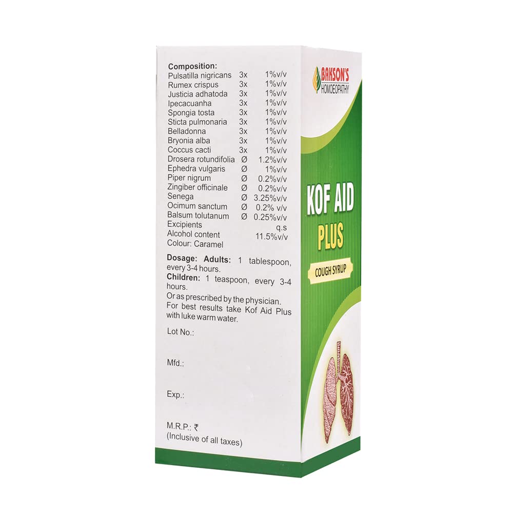 Dr. Bakshi's BAKSON'S HOMOEOPATHY KOF AID PLUS SYRUP Liquid -60ml_Pack of 2 – view 2