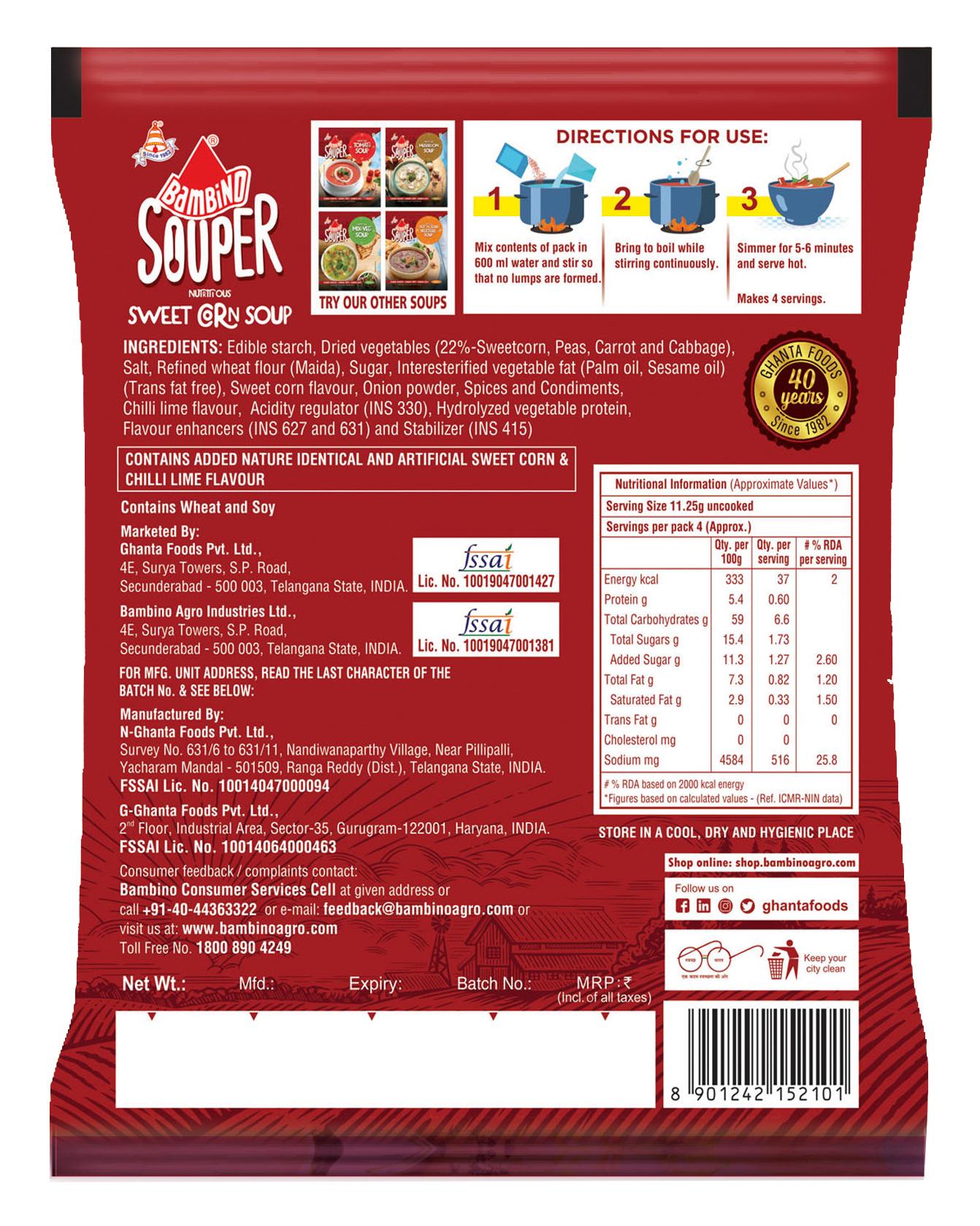Bambino Nutritious Sweet Corn Soup 45G (Pack Of 5) – view 2