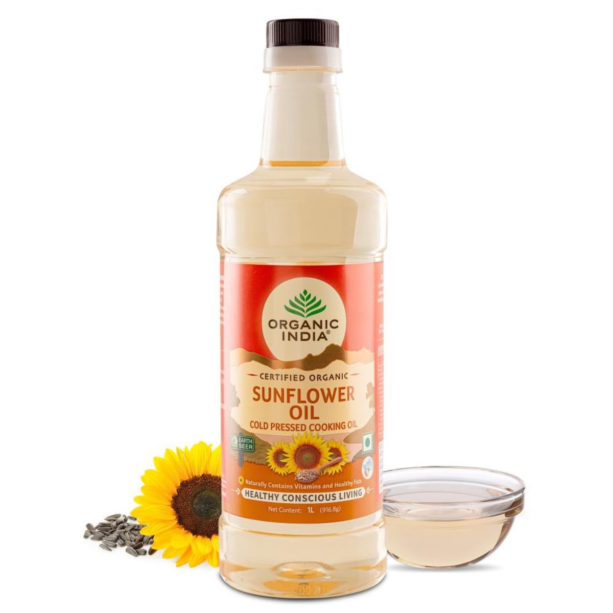 Organic India cold pressed sunflower oil bottle 1000 ml