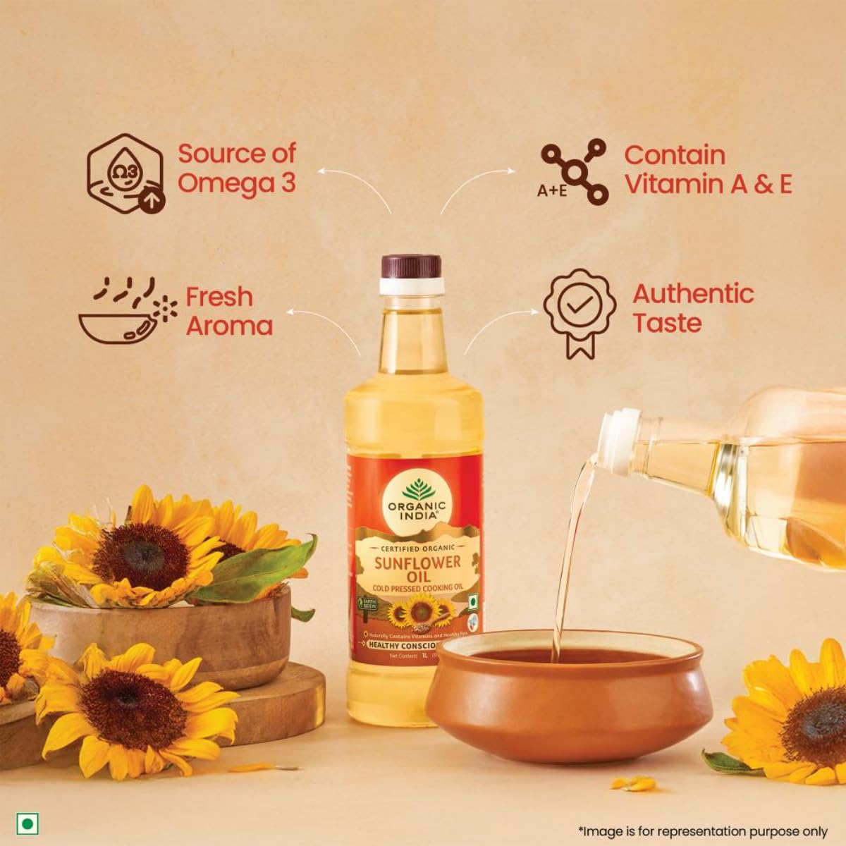 ORGANIC INDIA Organic Sunflower Oil 1000 ml – view 2