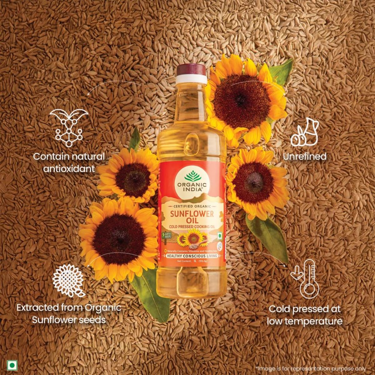 ORGANIC INDIA Organic Sunflower Oil 1000 ml – view 3