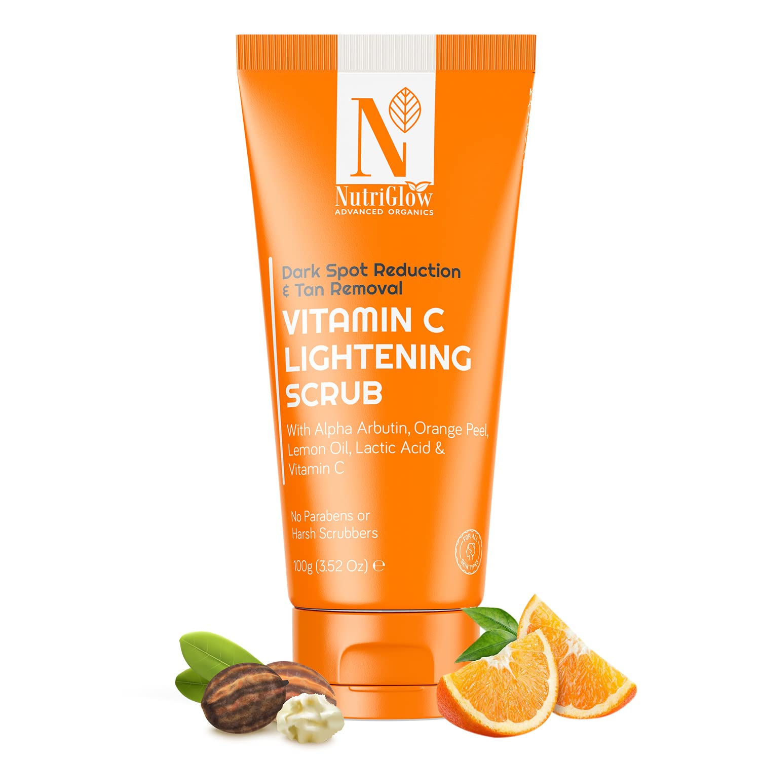 NutriGlow orange-scent vitamin C scrub for exfoliation, 100 g pack