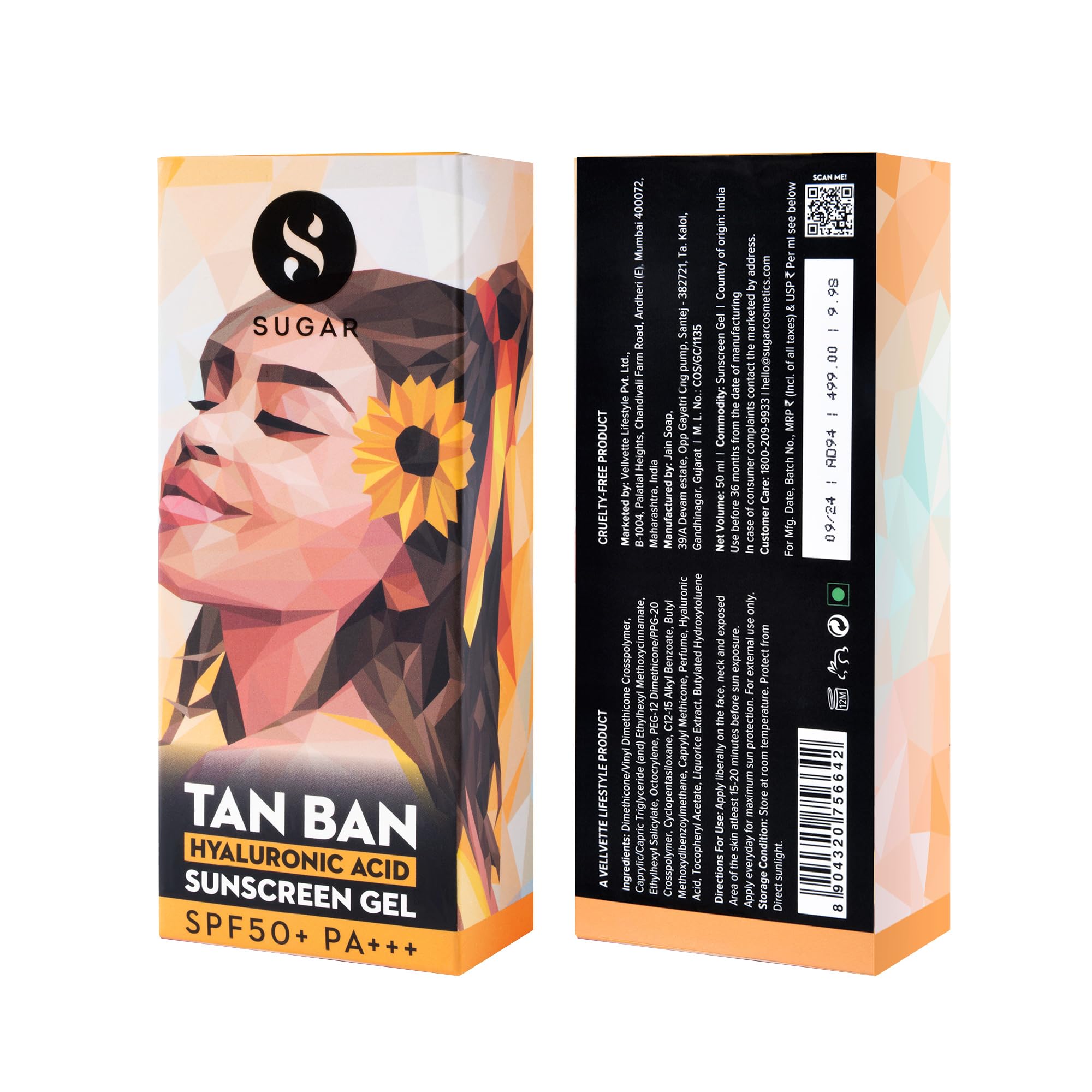 SUGAR Cosmetics Tan Ban Hyaluronic Acid Sunscreen SPF50+ PA+++ Gel – view 5