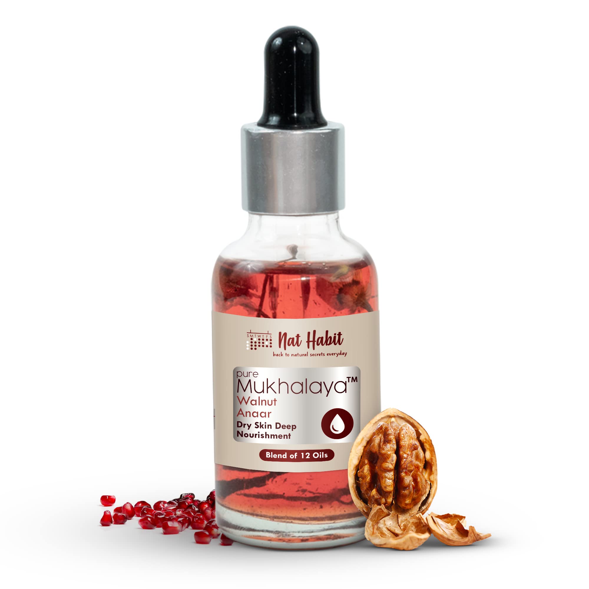 Nat Habit Walnut Anaar Mukhalaya dry skin face oil 30 ml
