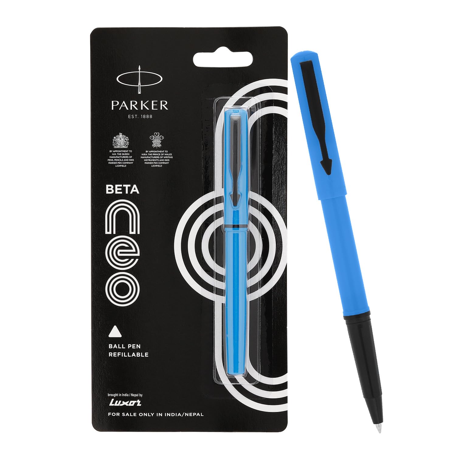 Blue Parker Beta Neo refillable ball pen with chrome details