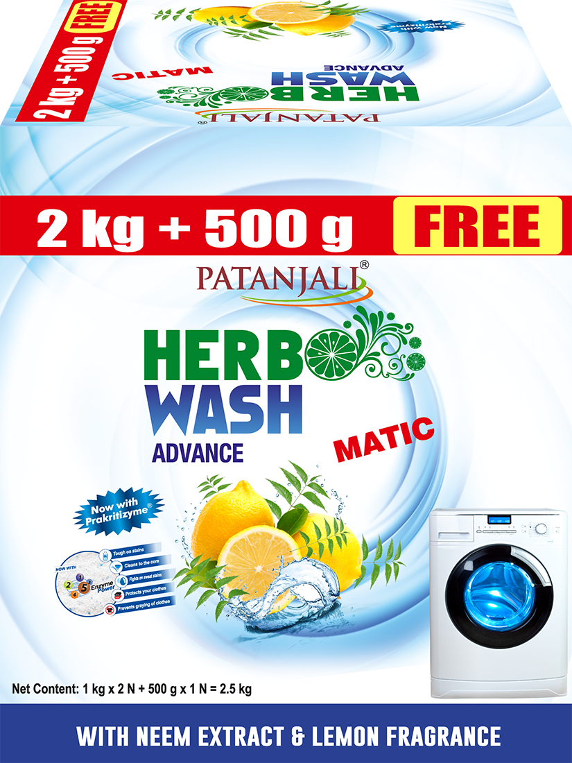 Patanjali Herbo Wash Advance Matic Detergent Powder 2kg Free 500g 2.5 kg – view 2