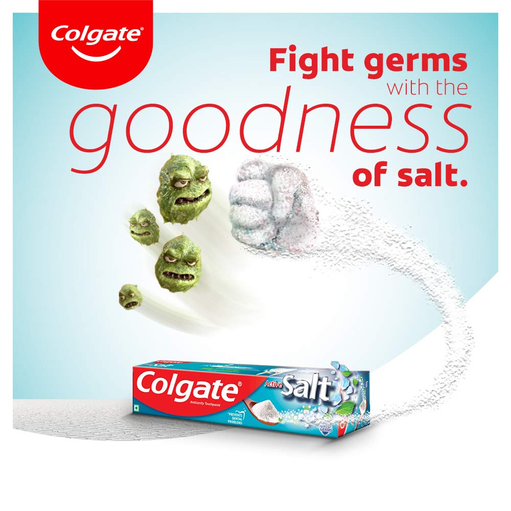 Colgate Toothpaste Active Salt Saver Pack - 300 g with ZigZag Neem Medium Bristle Toothbrush - 4 Pieces – view 3