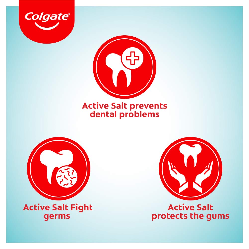 Colgate Toothpaste Active Salt Saver Pack - 300 g with ZigZag Neem Medium Bristle Toothbrush - 4 Pieces – view 5