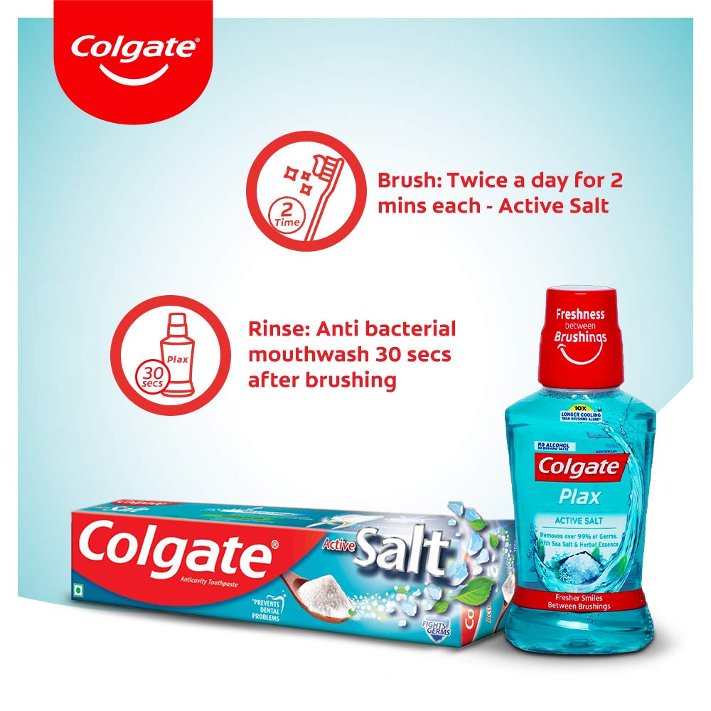 Colgate Toothpaste Active Salt Saver Pack - 300 g with ZigZag Neem Medium Bristle Toothbrush - 4 Pieces – view 6
