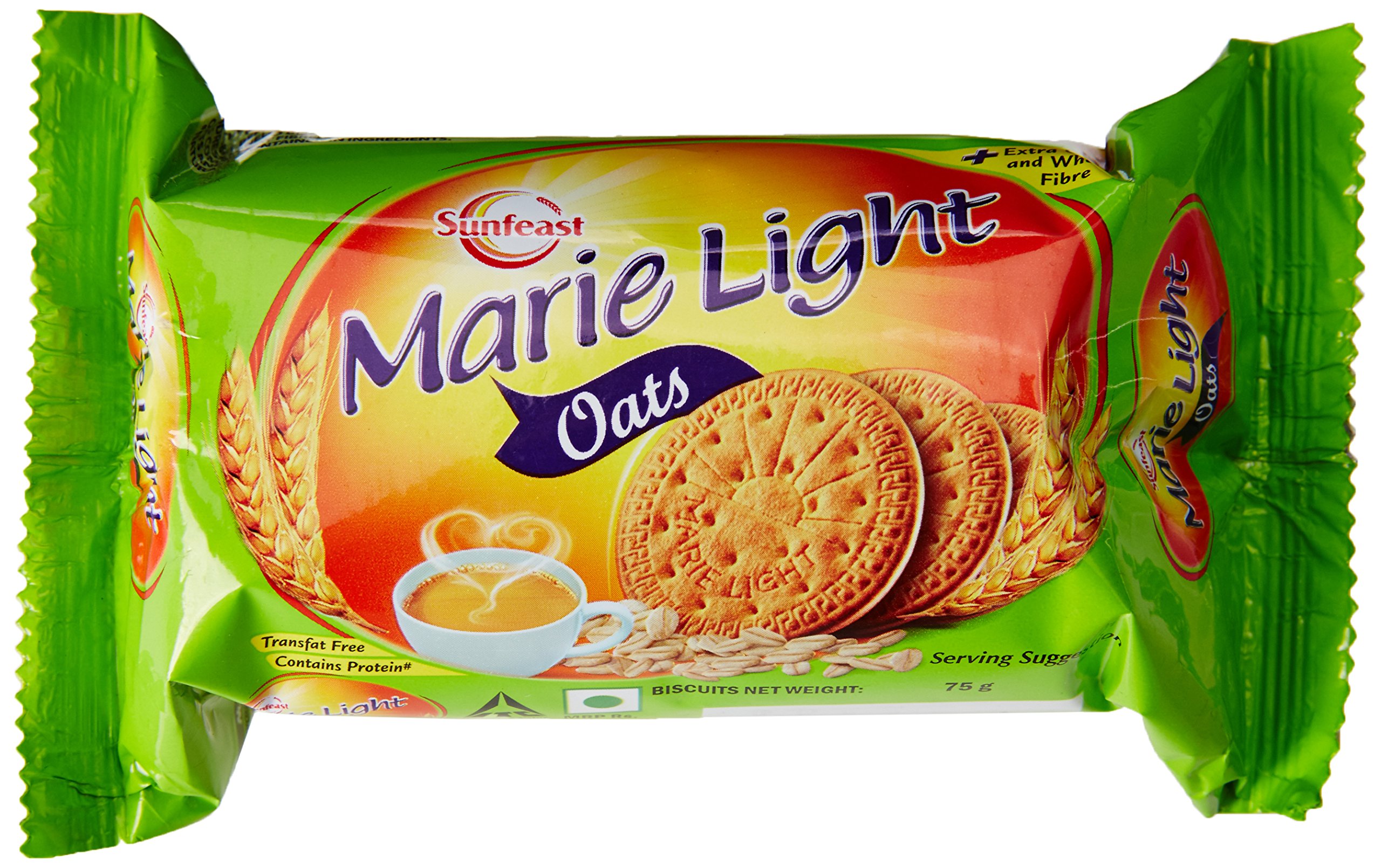 Sunfeast Marie Light Oats biscuit pouches, twelve 75 g packs
