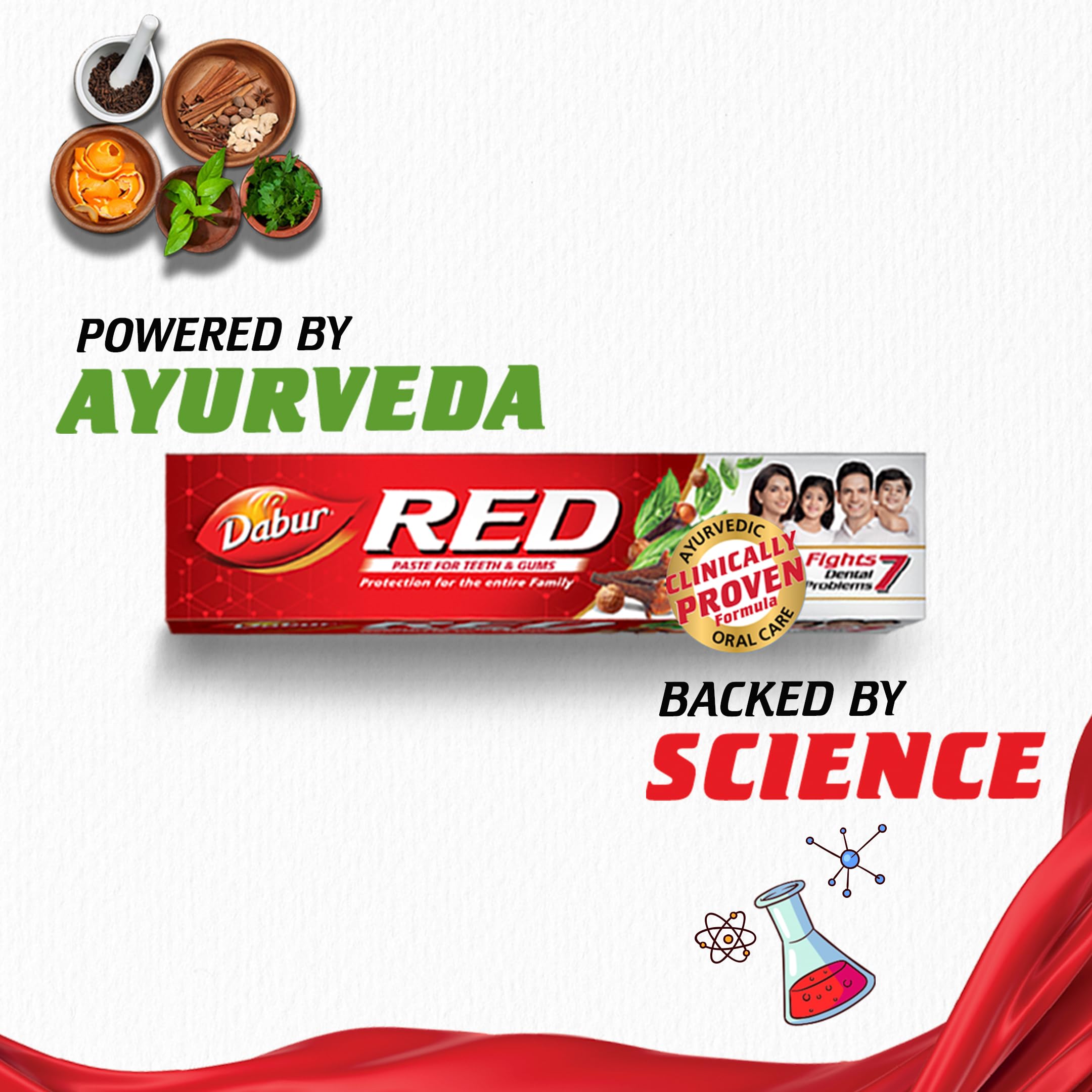 Dabur Red Toothpaste - 300g Family Pack with Toothbrush – view 4