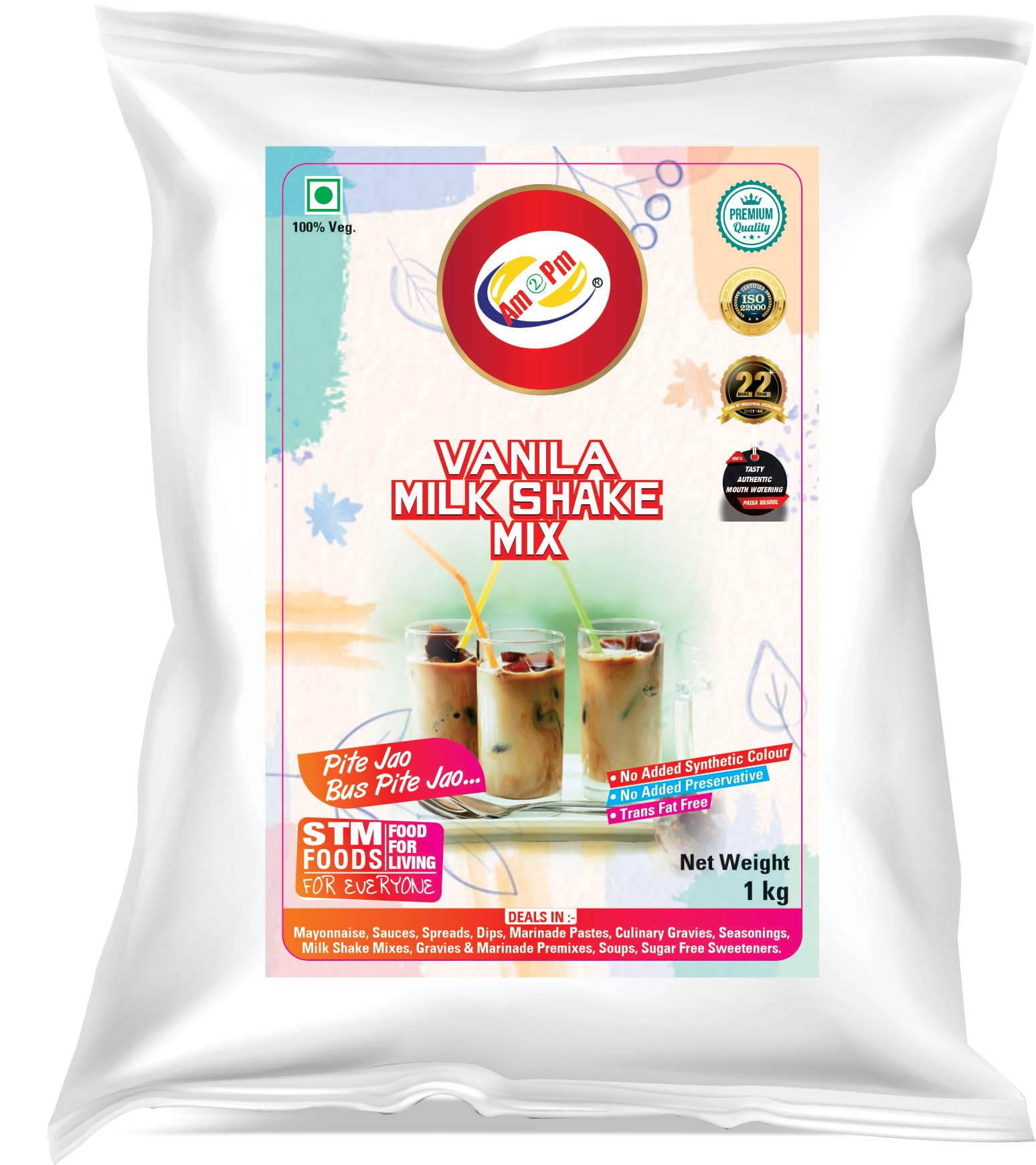 Front pouch of Am 2 Pm vanilla milkshake powder
