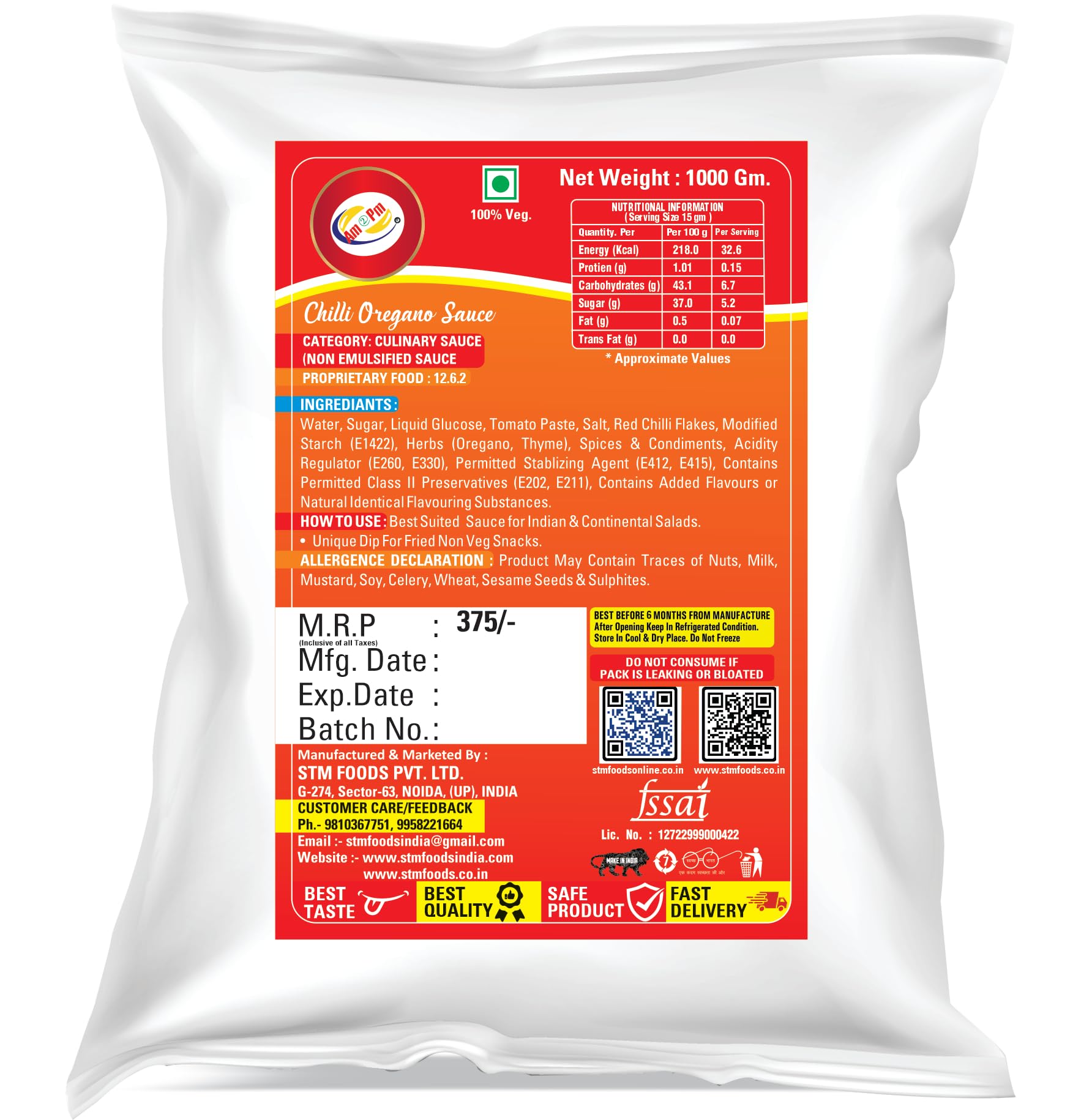 Am 2 Pm - Chilli Oregano Sauce 100% Vegan Natural Ingredients – view 2