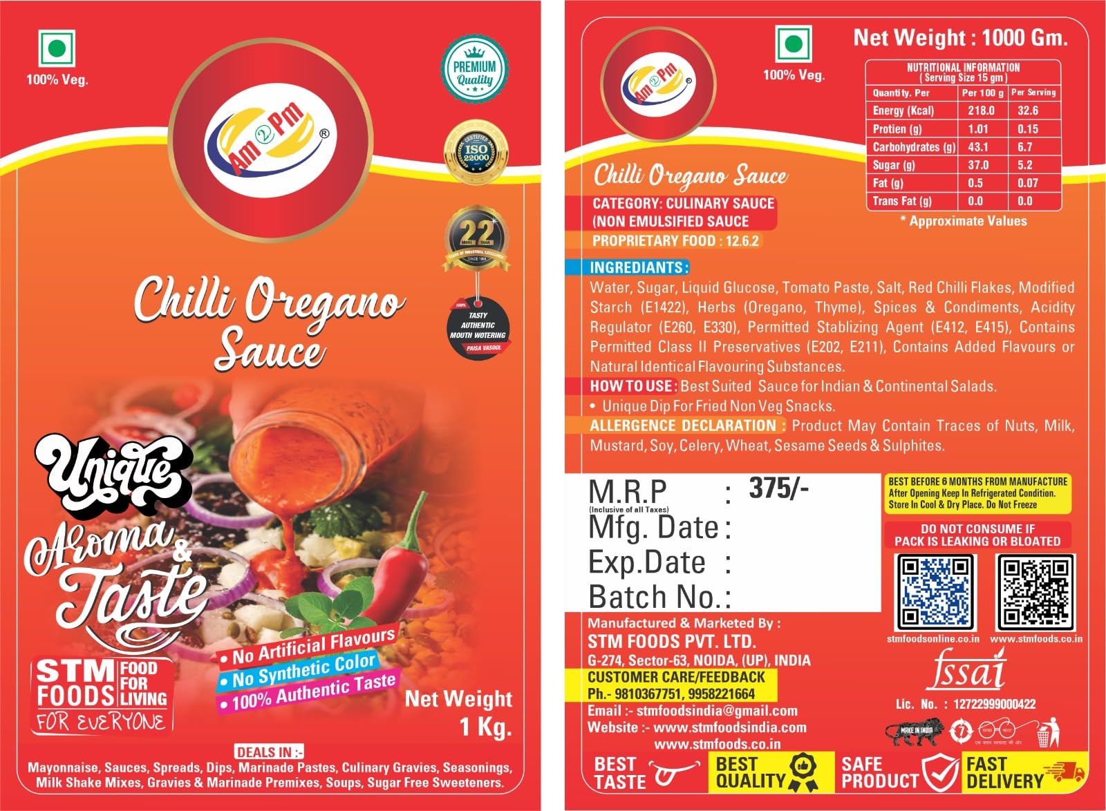 Am 2 Pm - Chilli Oregano Sauce 100% Vegan Natural Ingredients – view 6