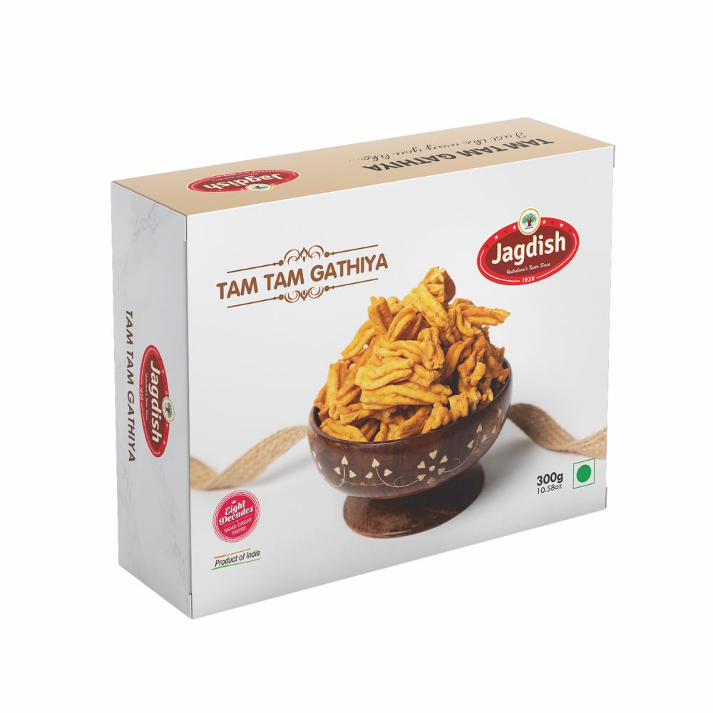 Pack of Jagdish Farshan Tam Tam Gathiya crunchy namkeen pouches