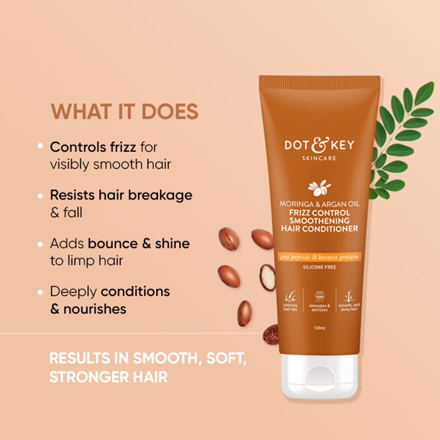 Dot & Key Moringa & Argan Oil Fizz Control Smoothening Hair Conditioner – view 2