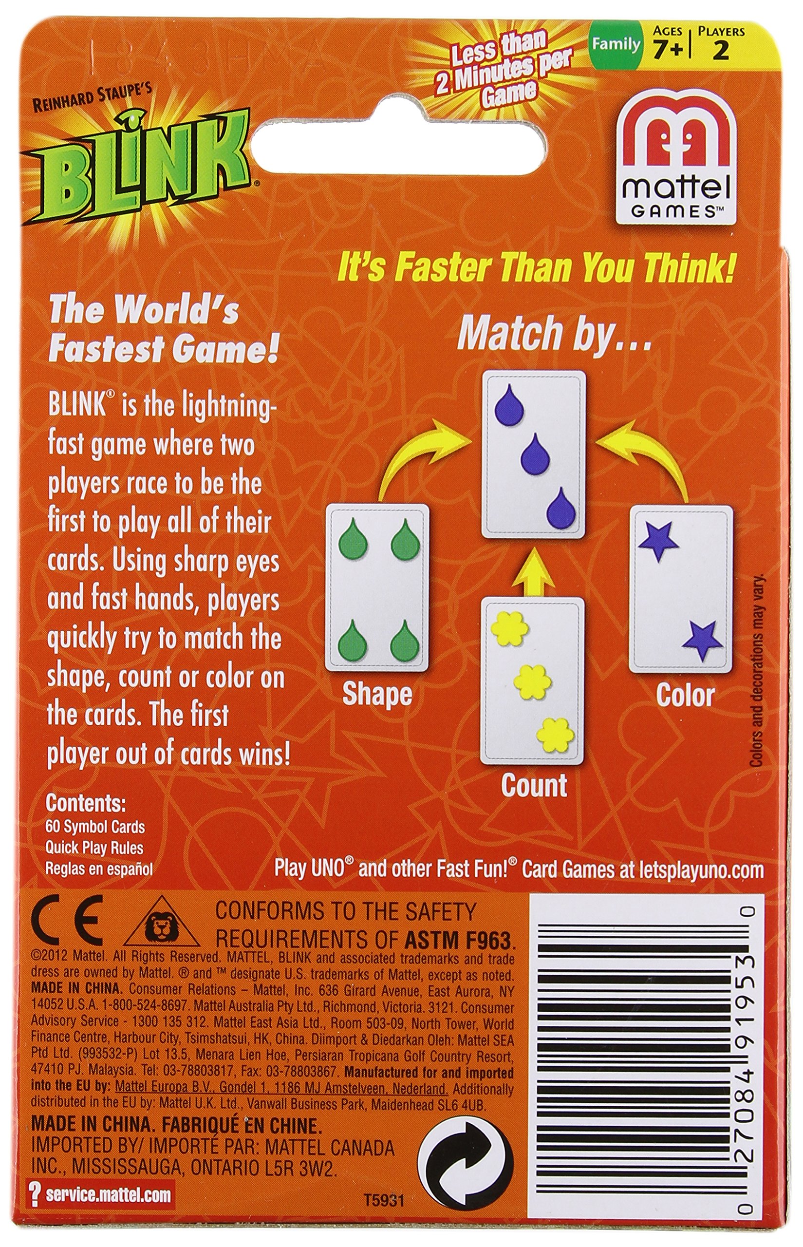 Mattel Games Uno Flip Side & Reinhards Staupe's Blink The World's Fastest Card Game for Kids (Multicolour) – view 6