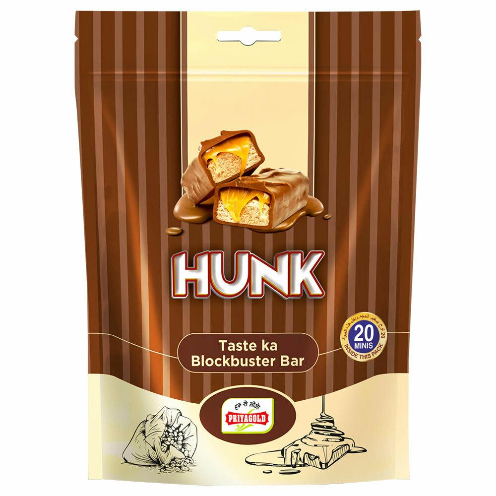 Priya Gold Hunk minis pouch with caramel nougat chocolate bars