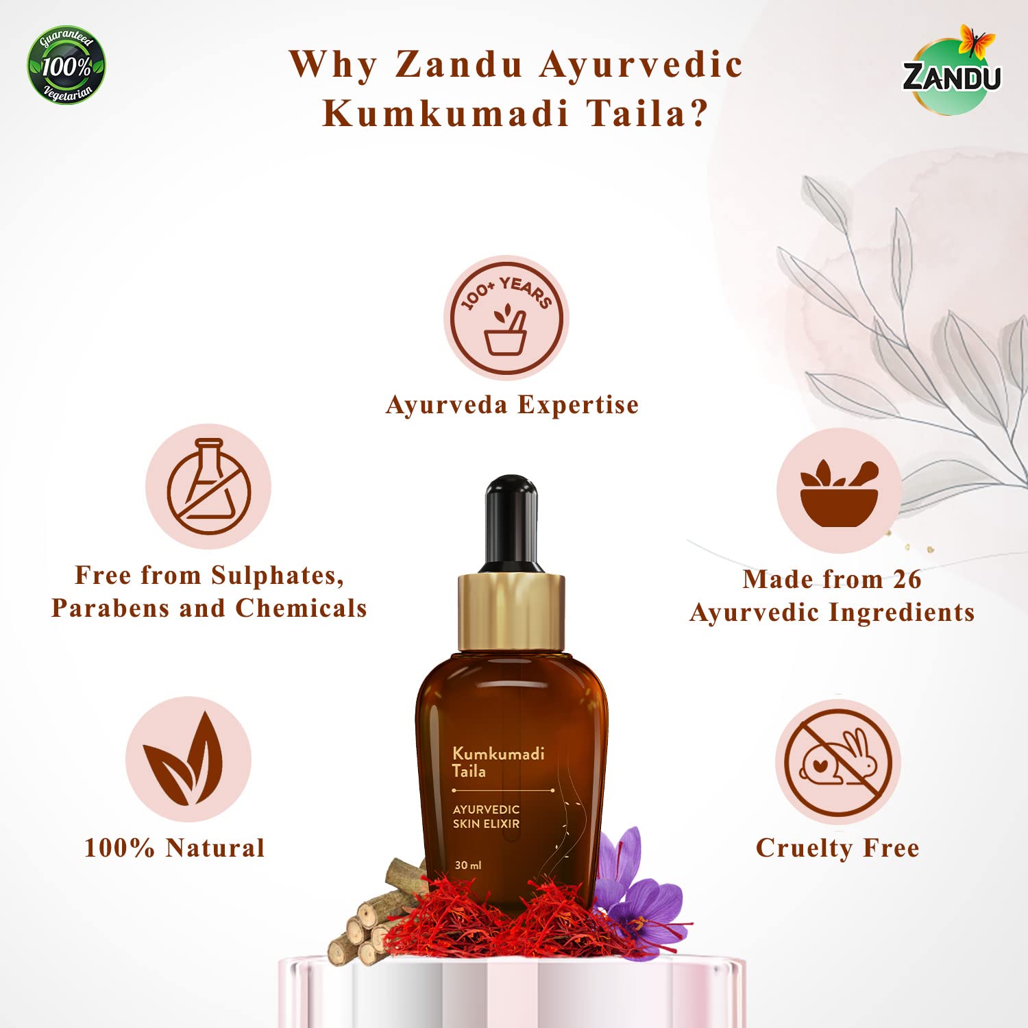 Zandu Kumkumadi Taila (30ml): Ayurvedic Face Oil for Glowing Skin – view 2