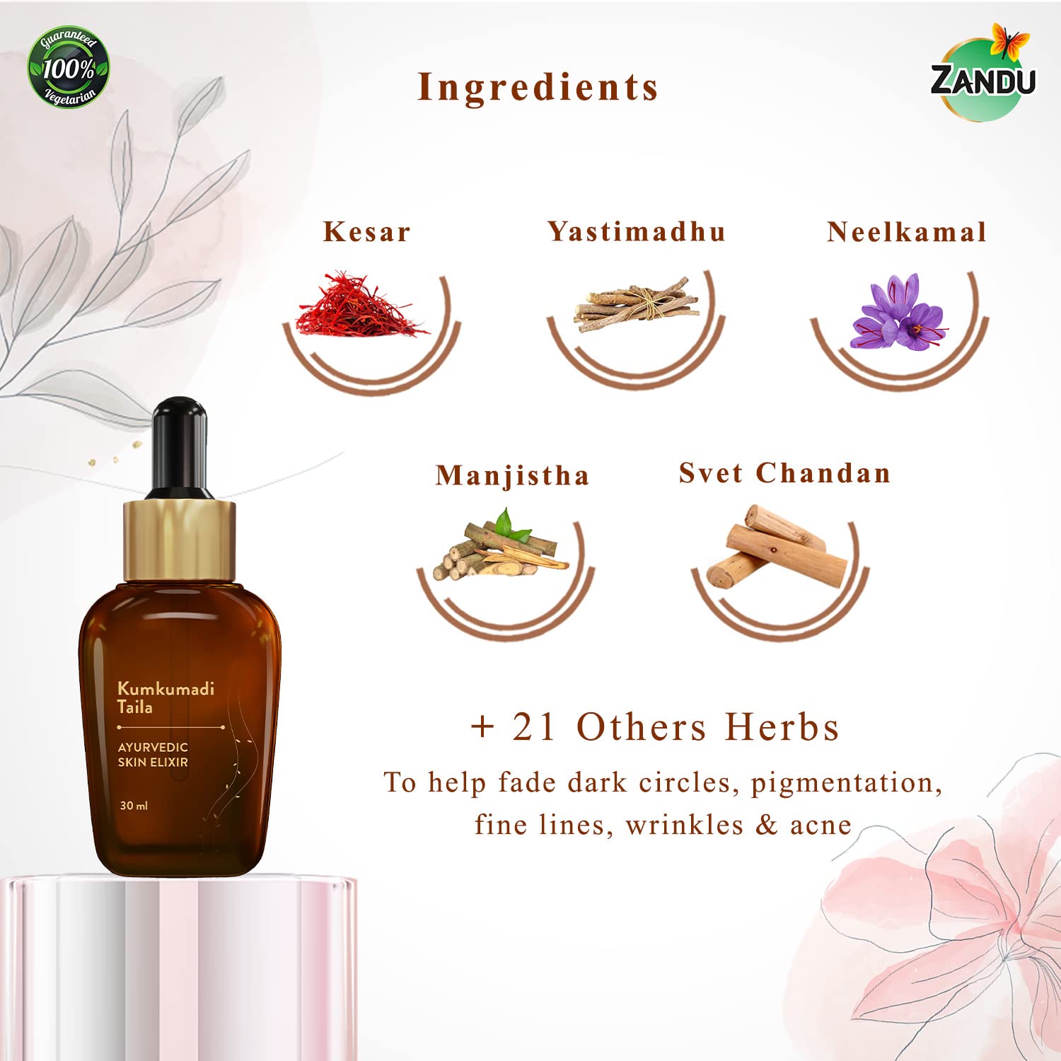 Zandu Kumkumadi Taila (30ml): Ayurvedic Face Oil for Glowing Skin – view 3