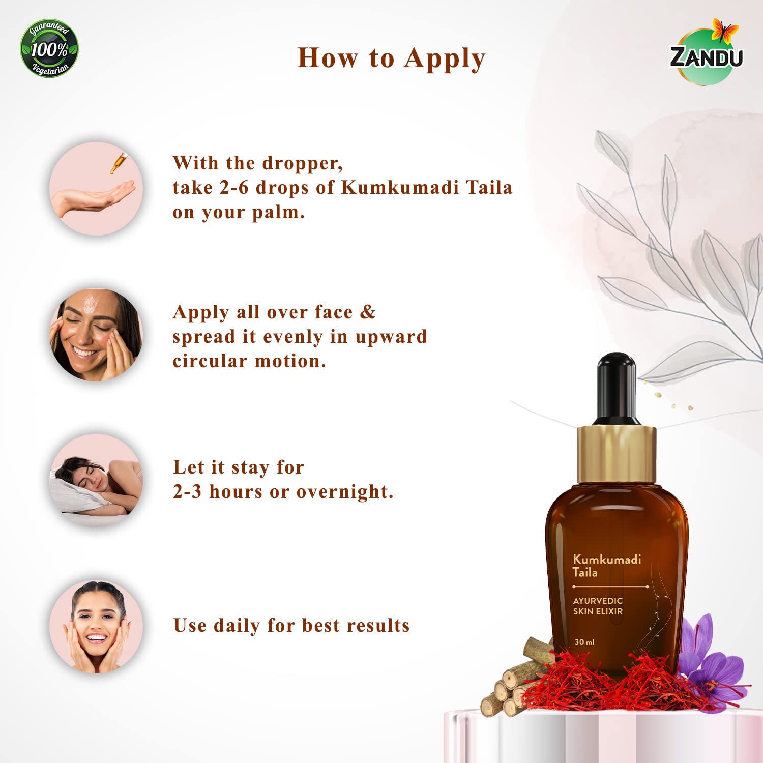 Zandu Kumkumadi Taila (30ml): Ayurvedic Face Oil for Glowing Skin – view 9
