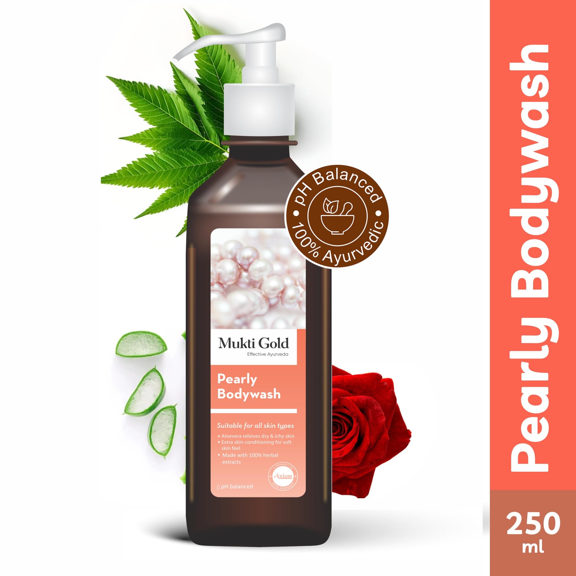 Axiom Mukti Gold Pearly Body wash, Made with herbal extracts, Aloevera Relieves Dry & Itchy Skin with Extra Skin Conditioning, Useful for all skin types, Soft skin feel -250ml – view 2