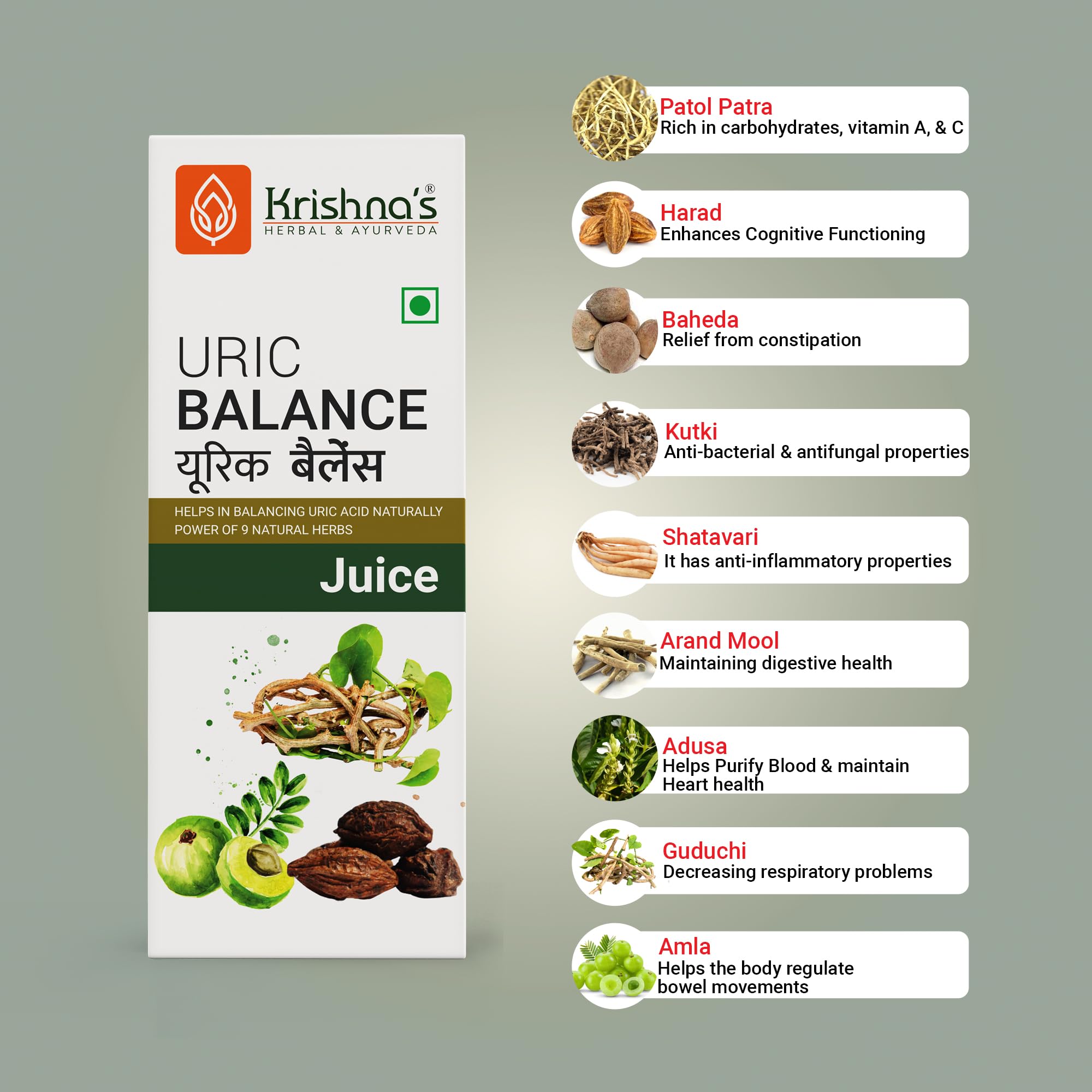 KRISHNA'S HERBAL & AYURVEDA Uric Balance Juice 1000 Ml – view 3