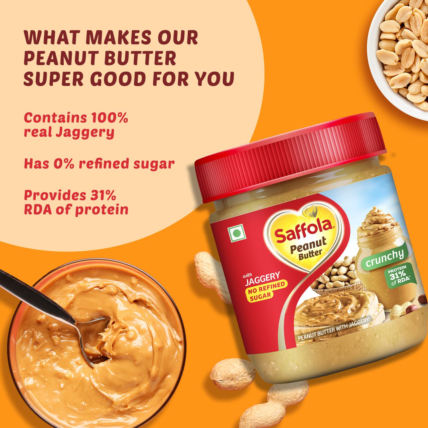 Saffola Peanut Butter Crunchy, 350 gm – view 3