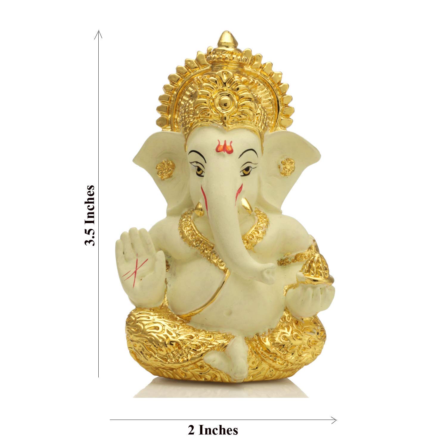 Collectible India Ganesha for Car Dashboard Ganesh Statue Murti Gold Plated Terracotta Lord Ganpati Diwali Gifts Home Decor Figurine (Size: 3.5 x 2 inches) – view 5