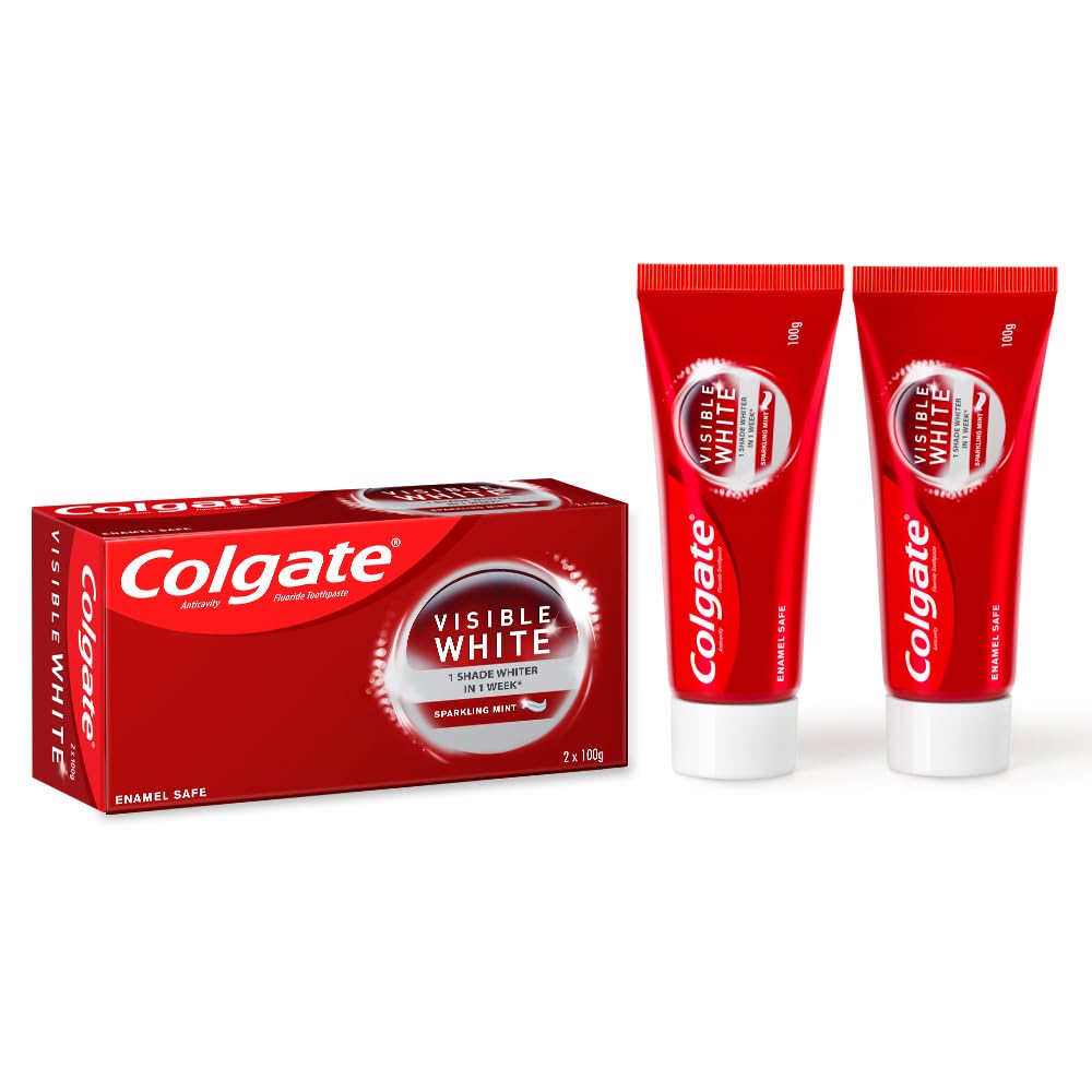 Colgate Visible White O2 Manual Toothbrush for adults- 2 Pcs & Colgate Visible White 200g (100g x 2, Pack of 2) Teeth Whitening Toothpaste – view 5