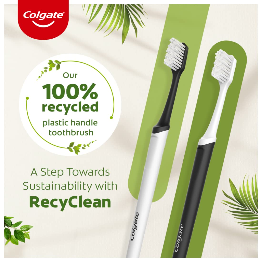 Colgate Visible White O2, Teeth Whitening Toothpaste, Peppermint Sparkle, 50g & Colgate RecyClean Toothbrush, Planet Friendly, Recycled, 3 Pcs – view 6