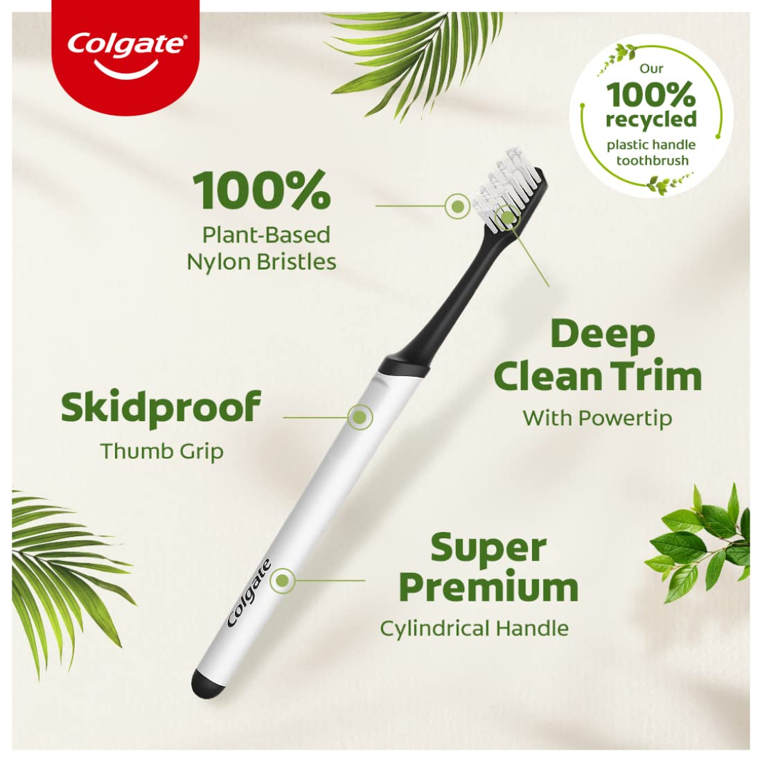Colgate Visible White O2, Teeth Whitening Toothpaste, Peppermint Sparkle, 50g & Colgate RecyClean Toothbrush, Planet Friendly, Recycled, 3 Pcs – view 7