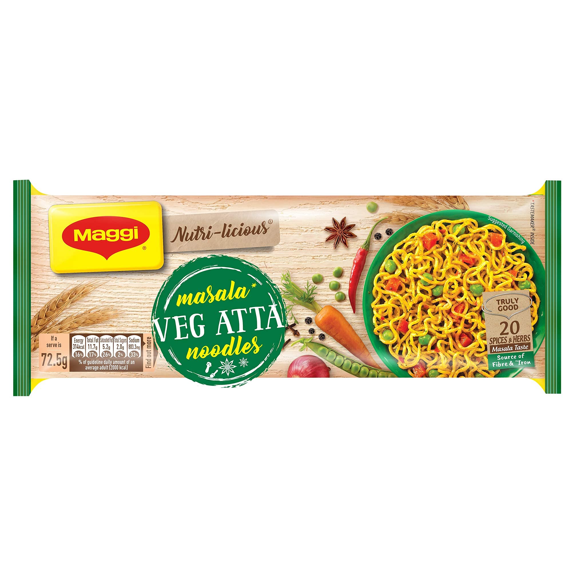 Maggi Nutri-Licious Masala Veg Atta Noodles 290 g packet