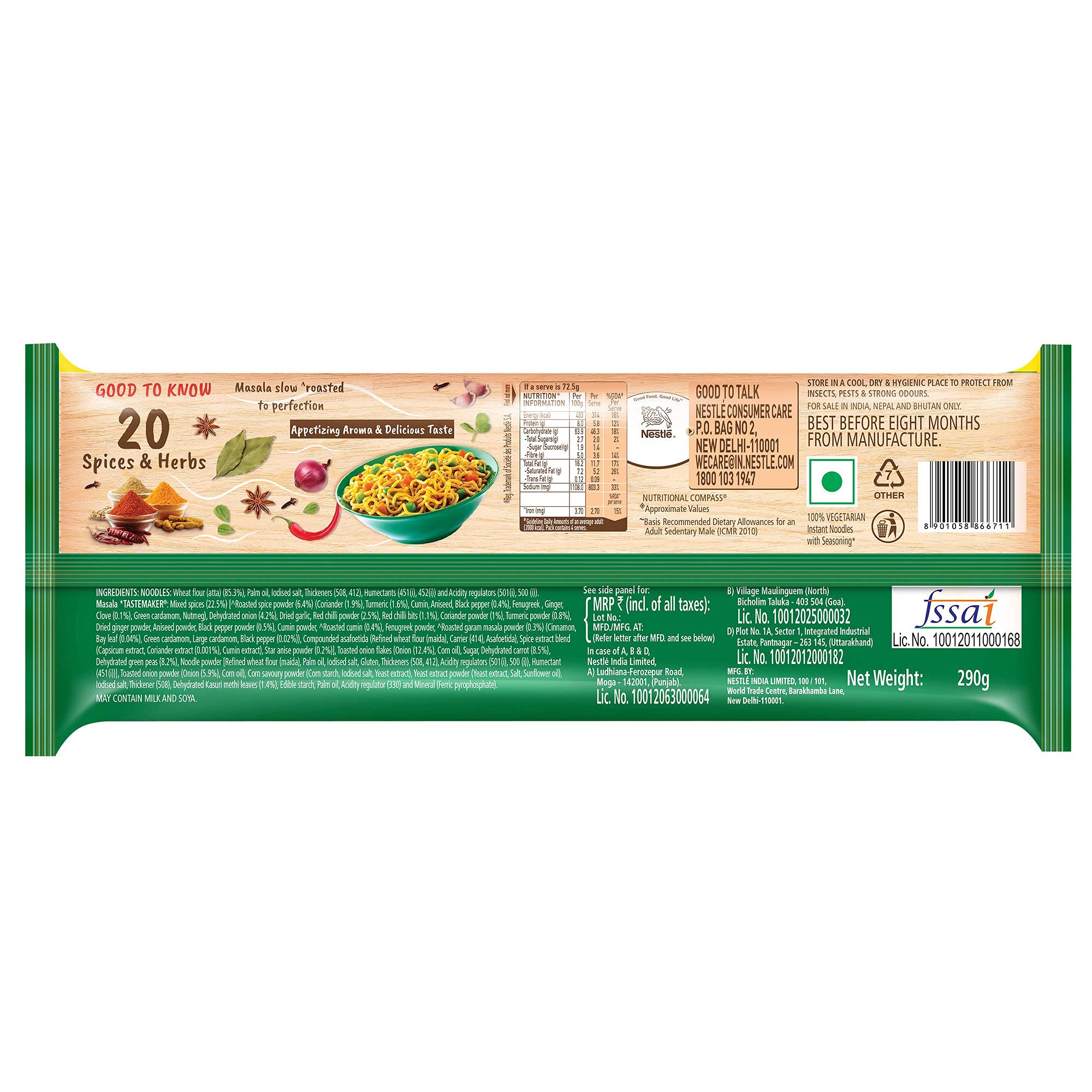 Maggi Nutri-Licious Masala Veg Atta Noodles, Preservative Free 290 grams – view 2