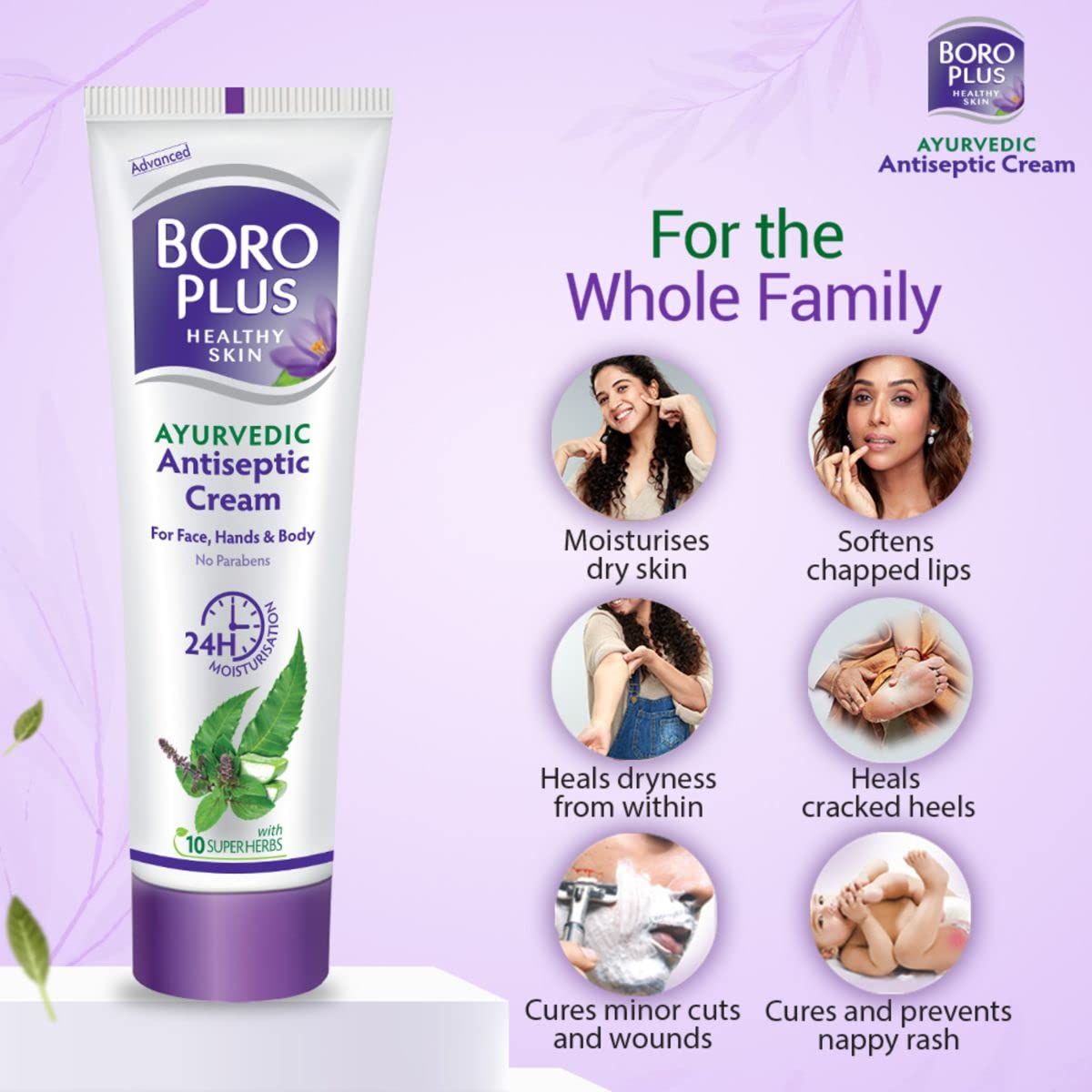 Boroplus Antiseptic Cream Provides 24Hrs Moisturisation Ayurvedic Cream For All Aeasons Hand Cream, Body Cream & Face Cream, Moisturises Dry Skin With Goodness Of Neem, Tulsi And Aloe Vera, 120Ml – view 4