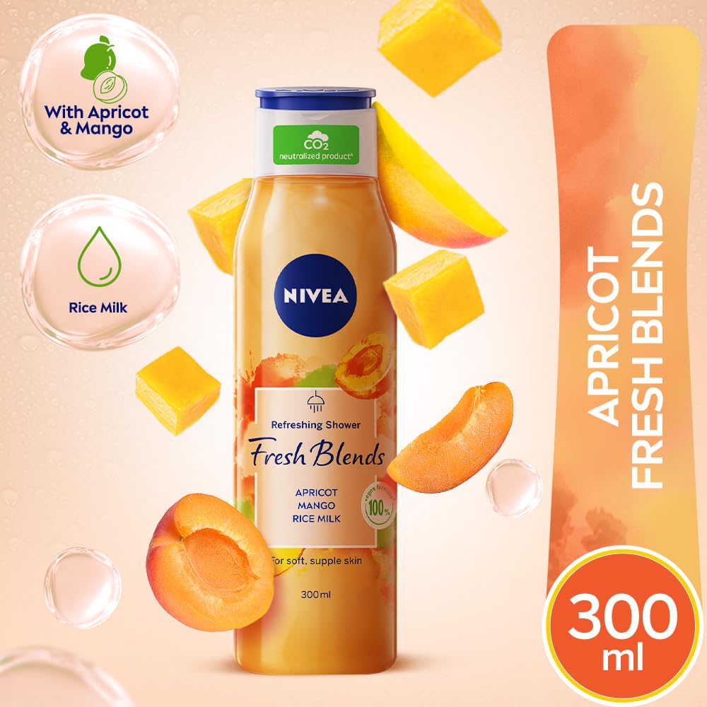 Nivea Fresh Blends Apricot with Natural Fruit Extracts, Vegan Body wash, Fruity Shower Gel for Women with Mango and Rice Milk, 300 ml – view 2