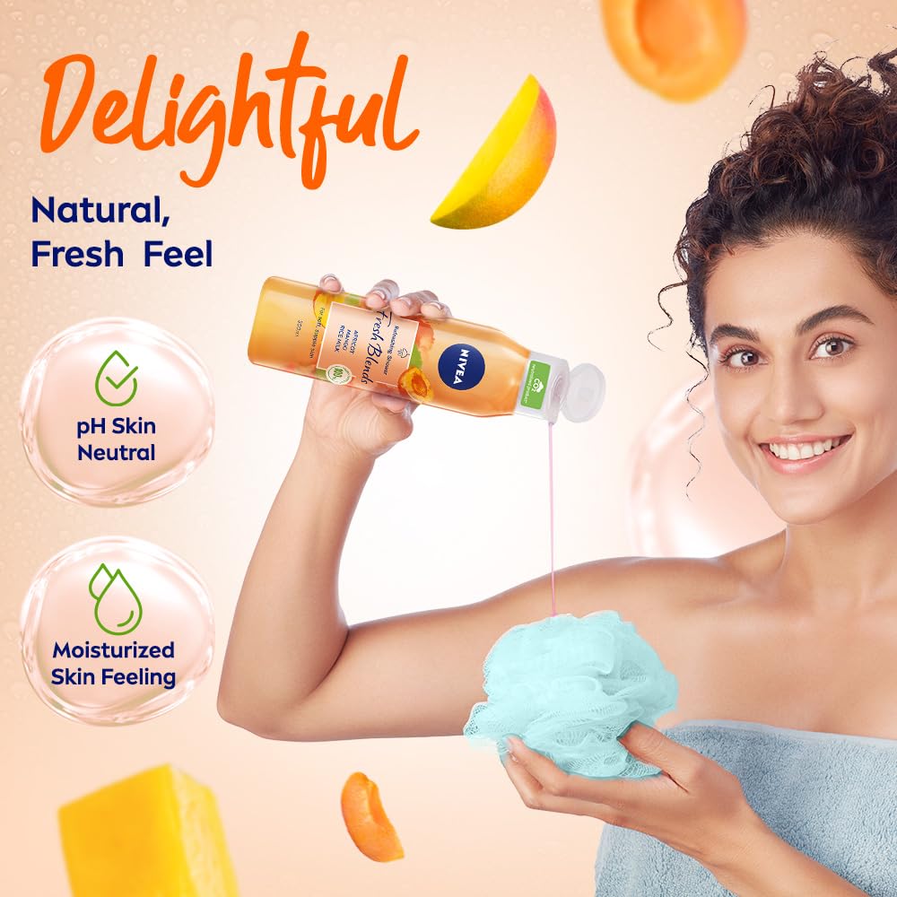 Nivea Fresh Blends Apricot with Natural Fruit Extracts, Vegan Body wash, Fruity Shower Gel for Women with Mango and Rice Milk, 300 ml – view 4