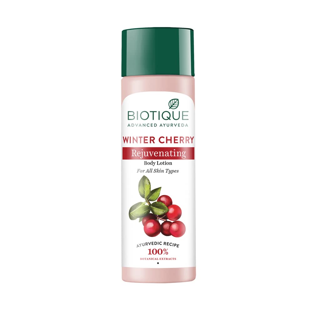 Biotique Winter Cherry body lotion bottle front pack shot