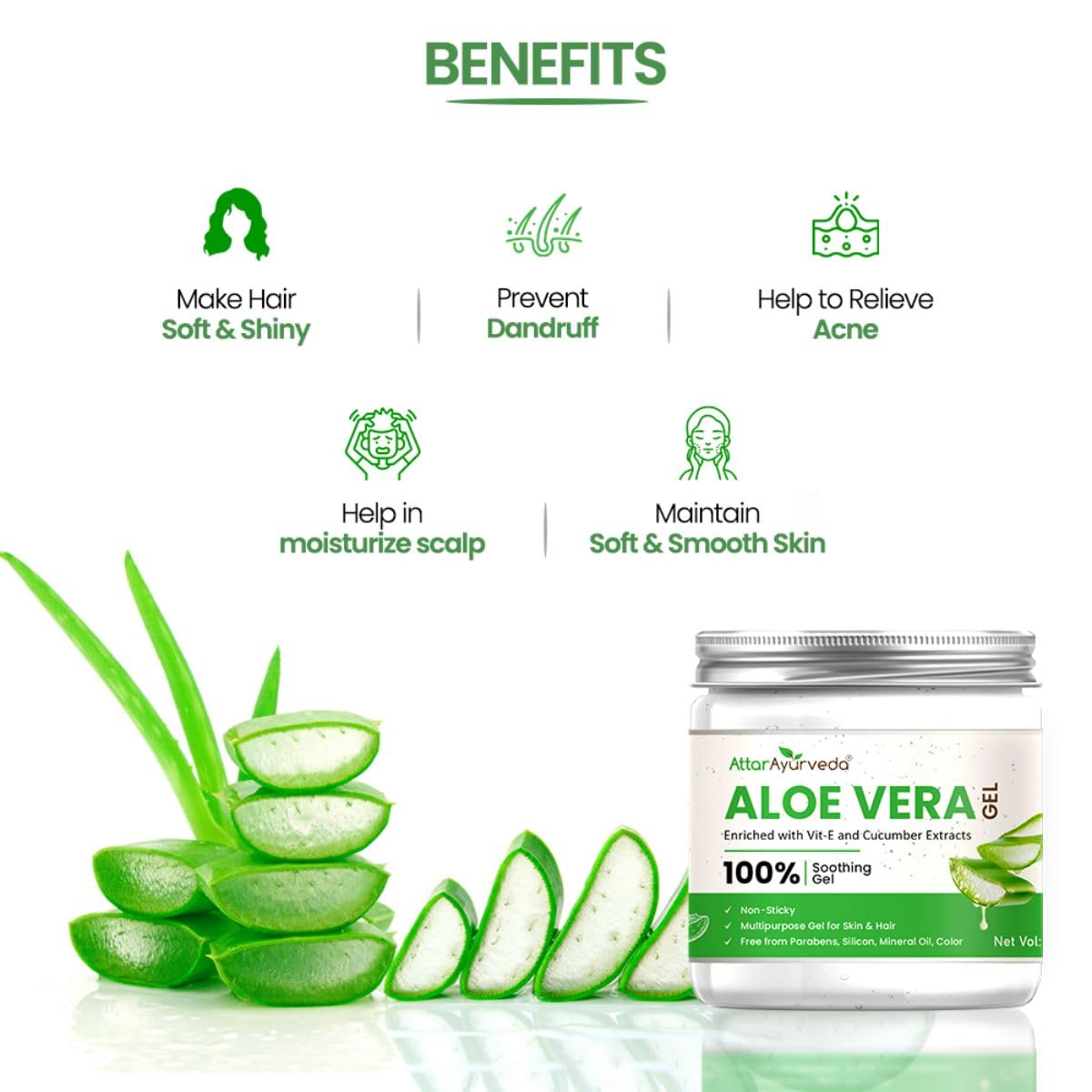Attar Ayurveda Natural Aloe vera gel for Face, Skin & Hair (200 ml) – view 5