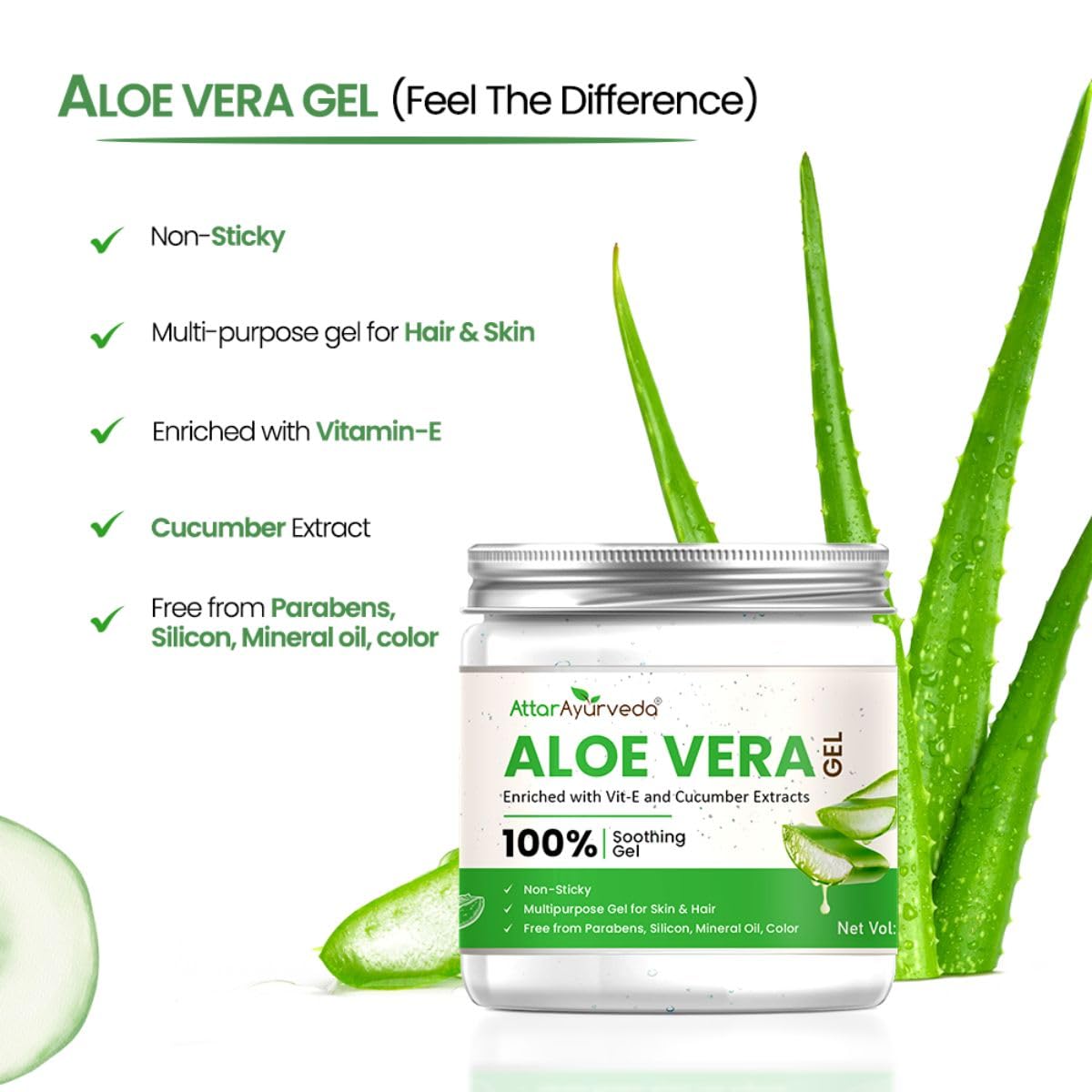 Attar Ayurveda Natural Aloe vera gel for Face, Skin & Hair (200 ml) – view 7