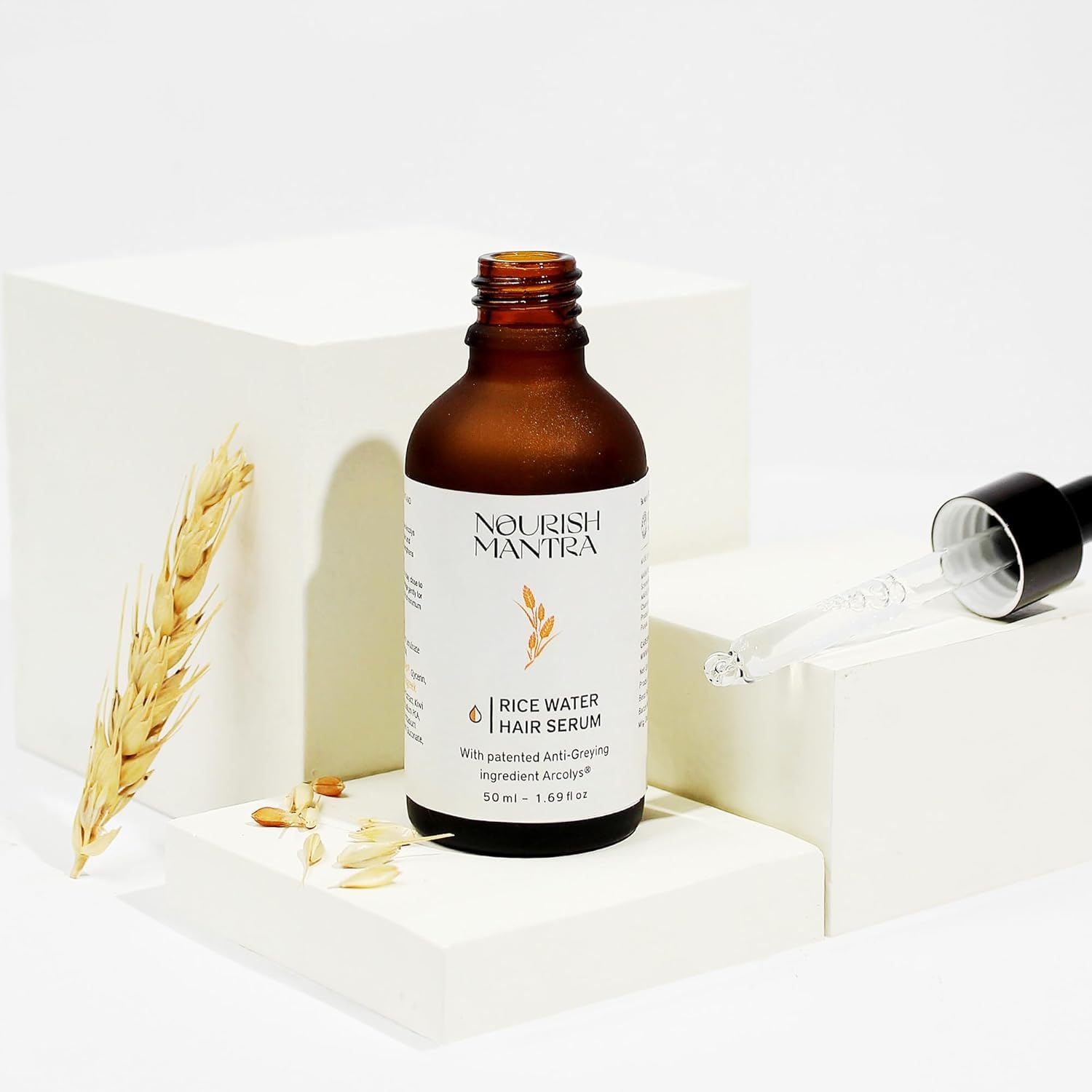 Nourish Mantra Anti-Greying Rice Water Serum with Rice Water, Arcolys & Fenugreek Extract/Effective Results Against Grey Hair & Hair Aging Signs/For Men & Women/All Hair Types - 50ml – view 5