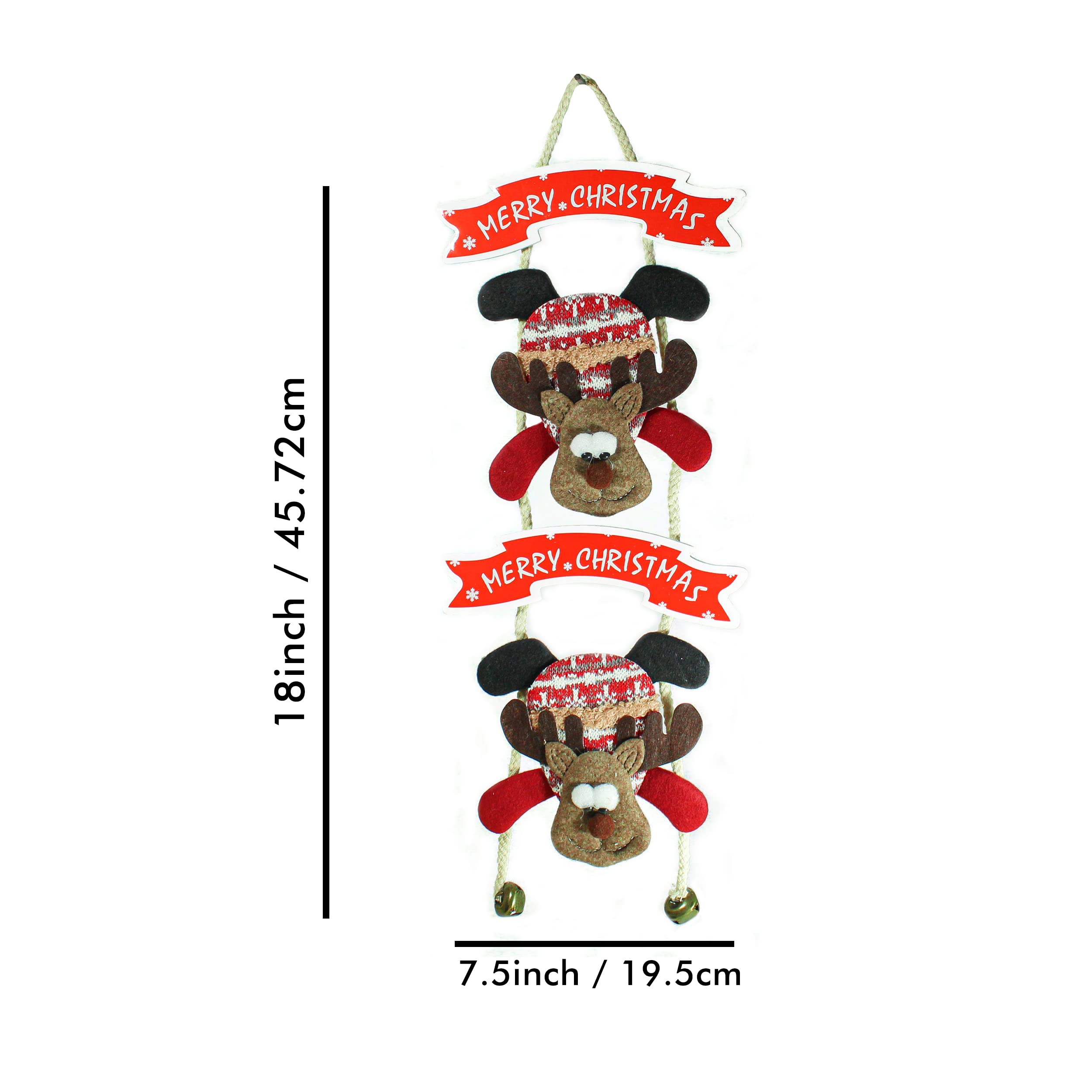 TIED RIBBONS Christmas Decorations Items For Home Main Door Wall Hanging Reindeer with Bells Decorative Ornament Props Xmas Tree Decor - Christmas Tree Decoration Items – view 6