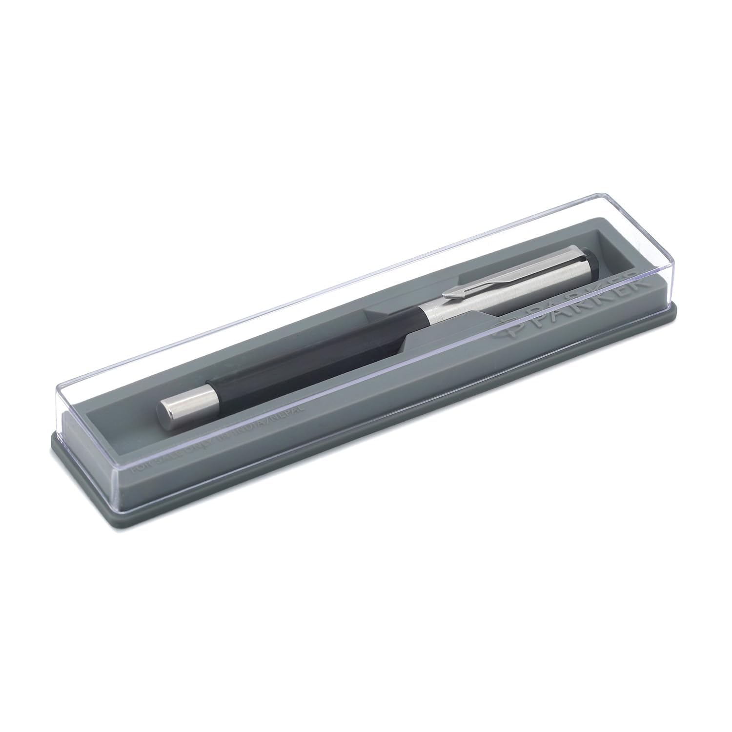 Parker Vector Mettalix Chrome Trim Fountain Pen with Quink Ink Bottle - Blue – view 2