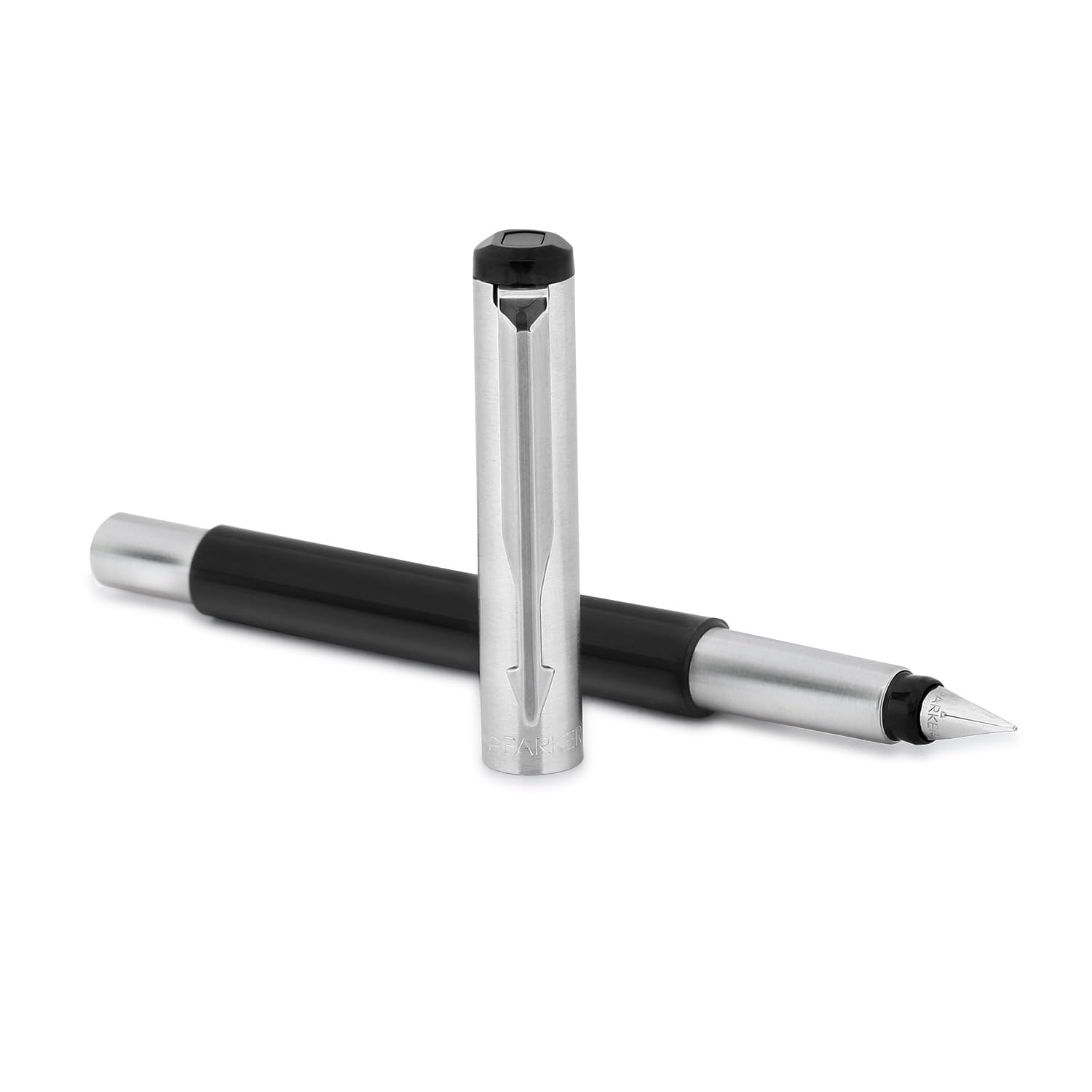 Parker Vector Mettalix Chrome Trim Fountain Pen with Quink Ink Bottle - Blue – view 5
